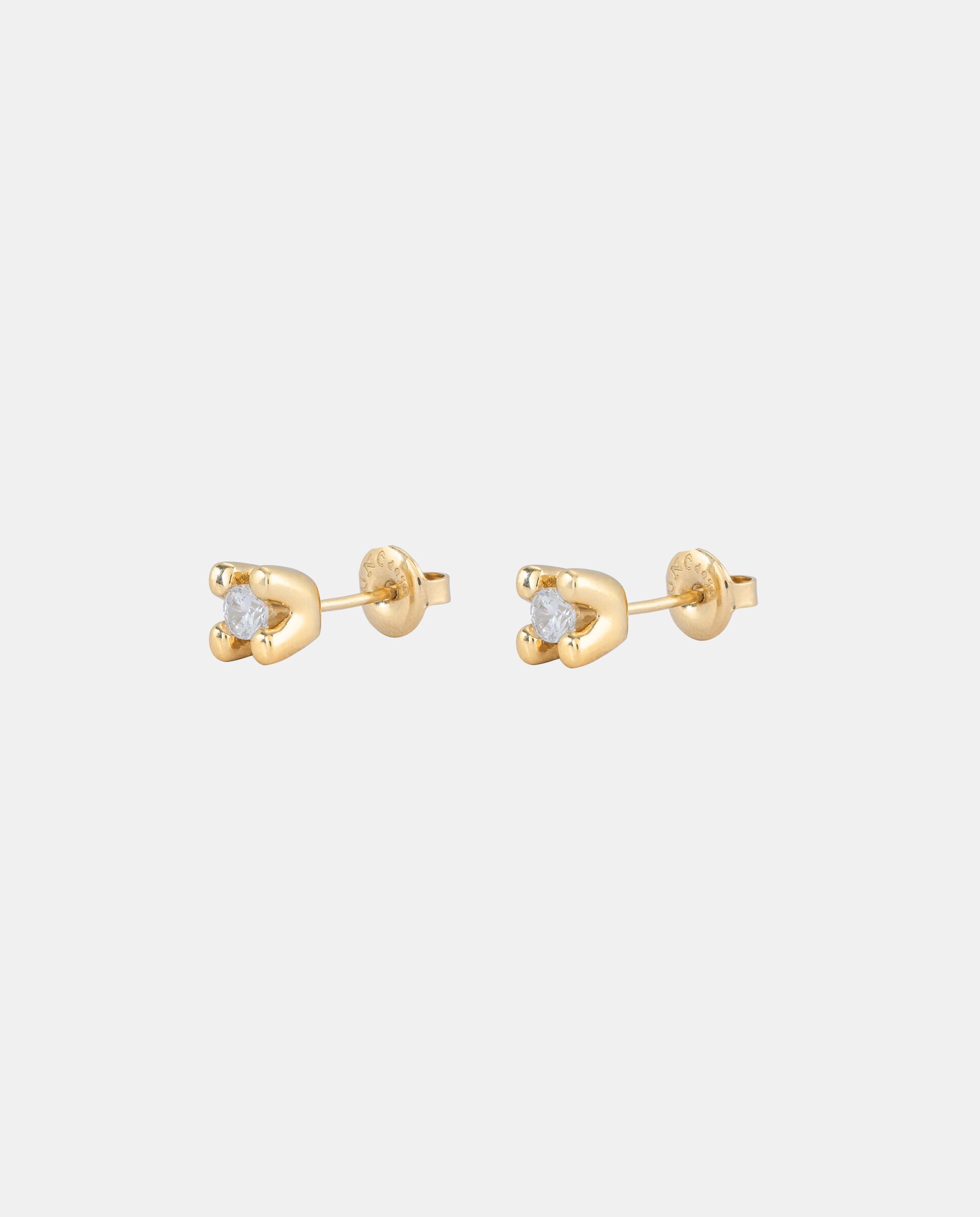 Brincos Banhados em Prata de Lei Ouro 18k com Zirconita Branca Ouro-2