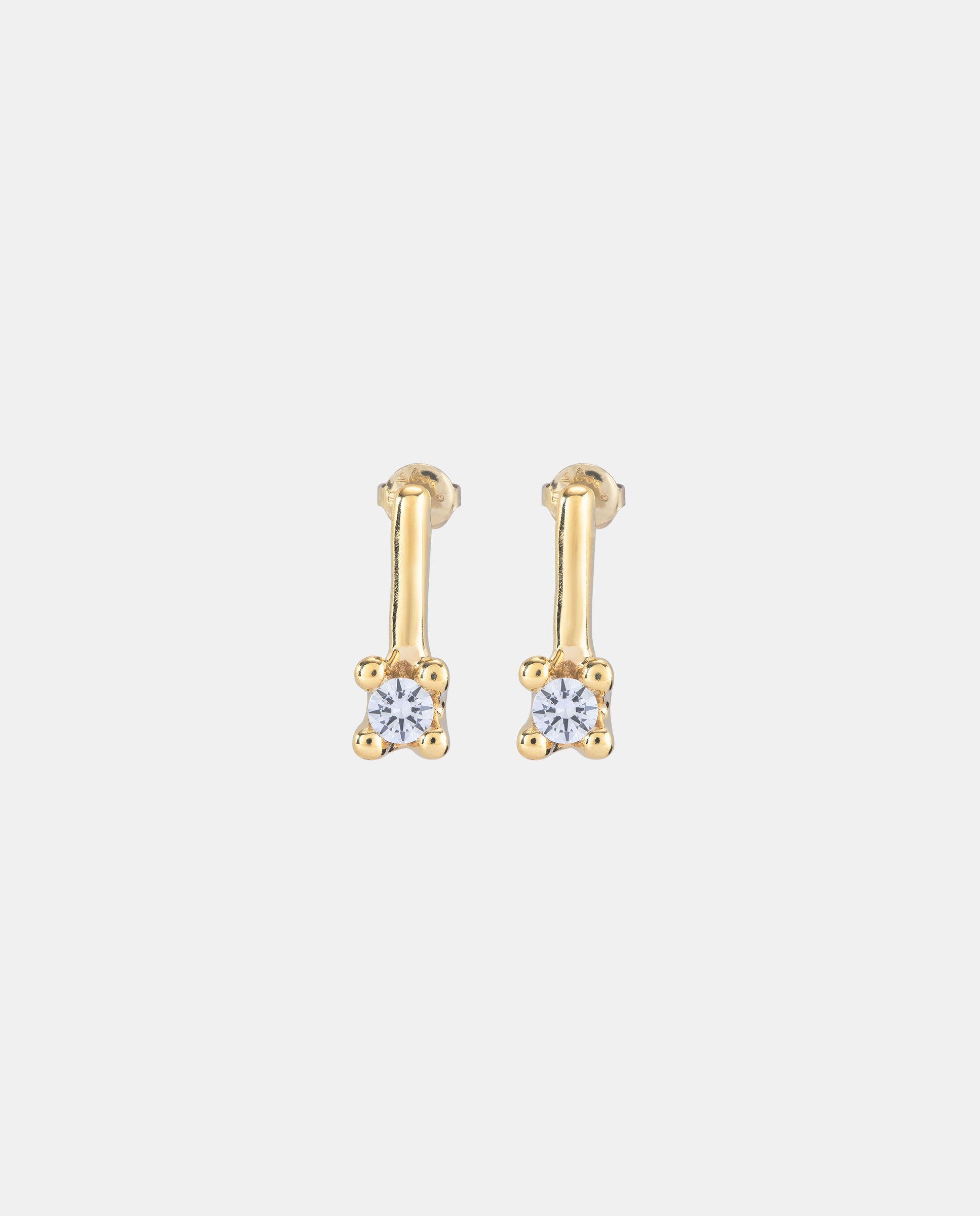 Brincos Médios Banhados a Ouro de 18k com Zirconita Branca Ouro-1