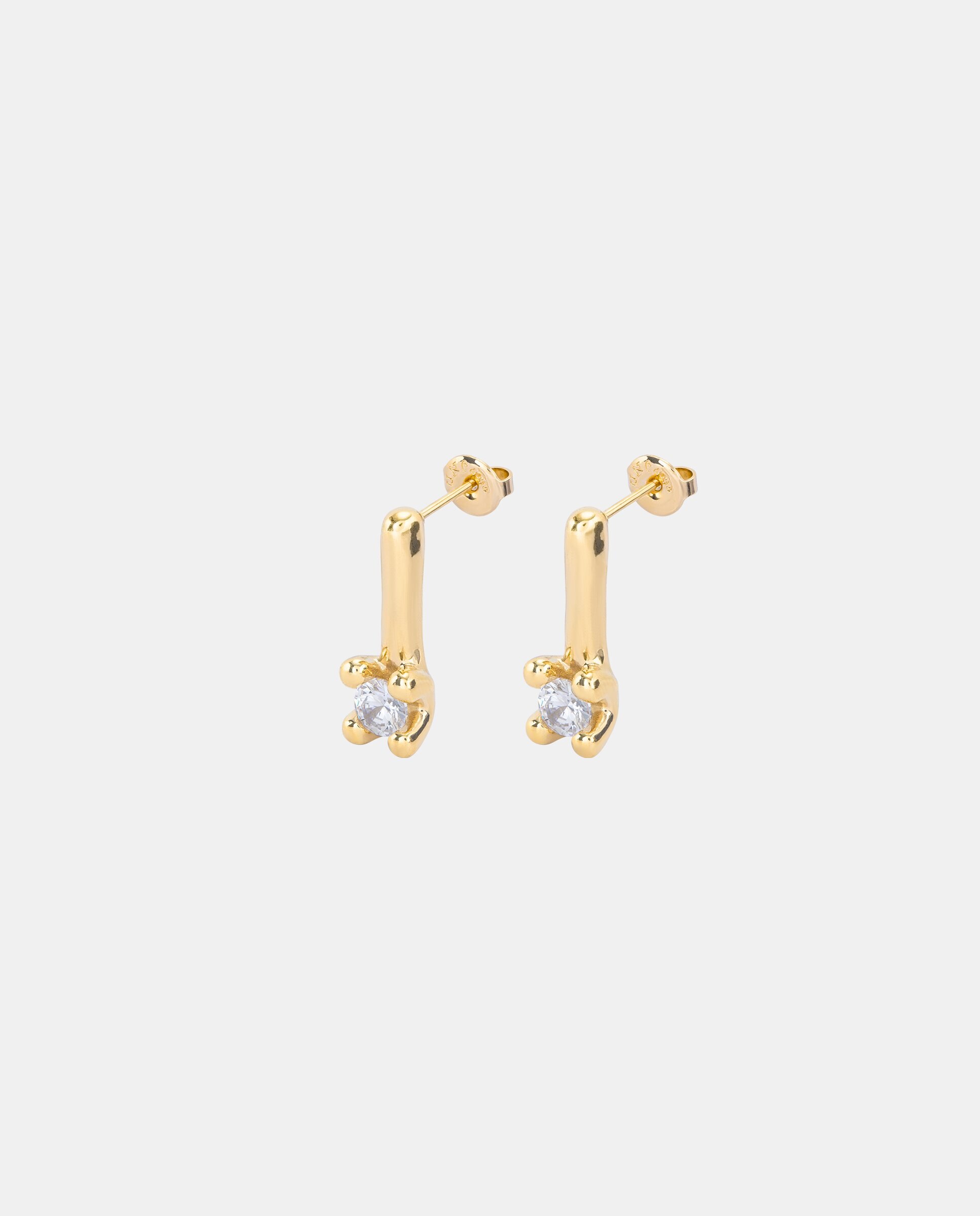 Brincos Médios Banhados a Ouro de 18k com Zirconita Branca Ouro-2