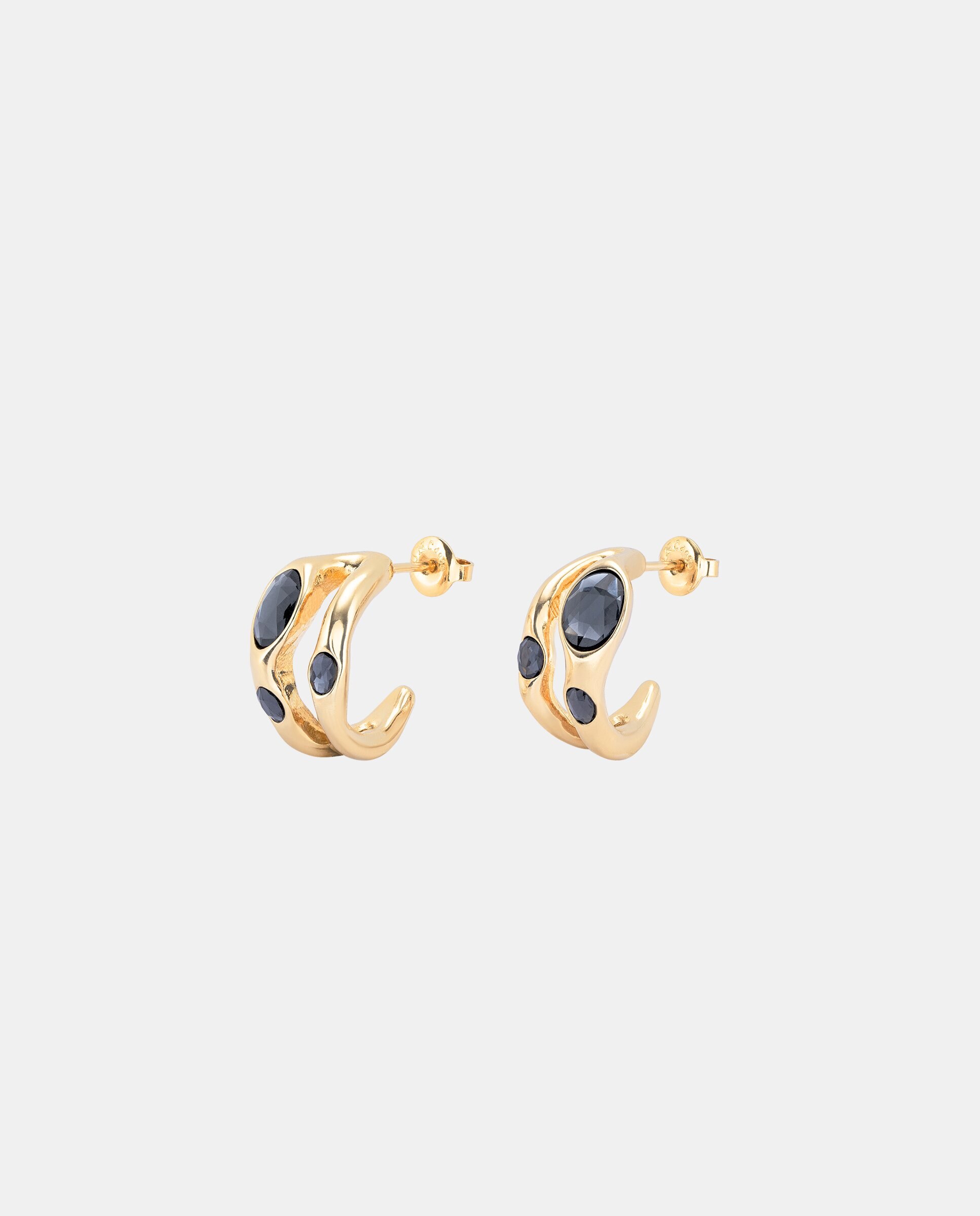 Brincos Banhados em Ouro 18k com Cristais Ouro-2