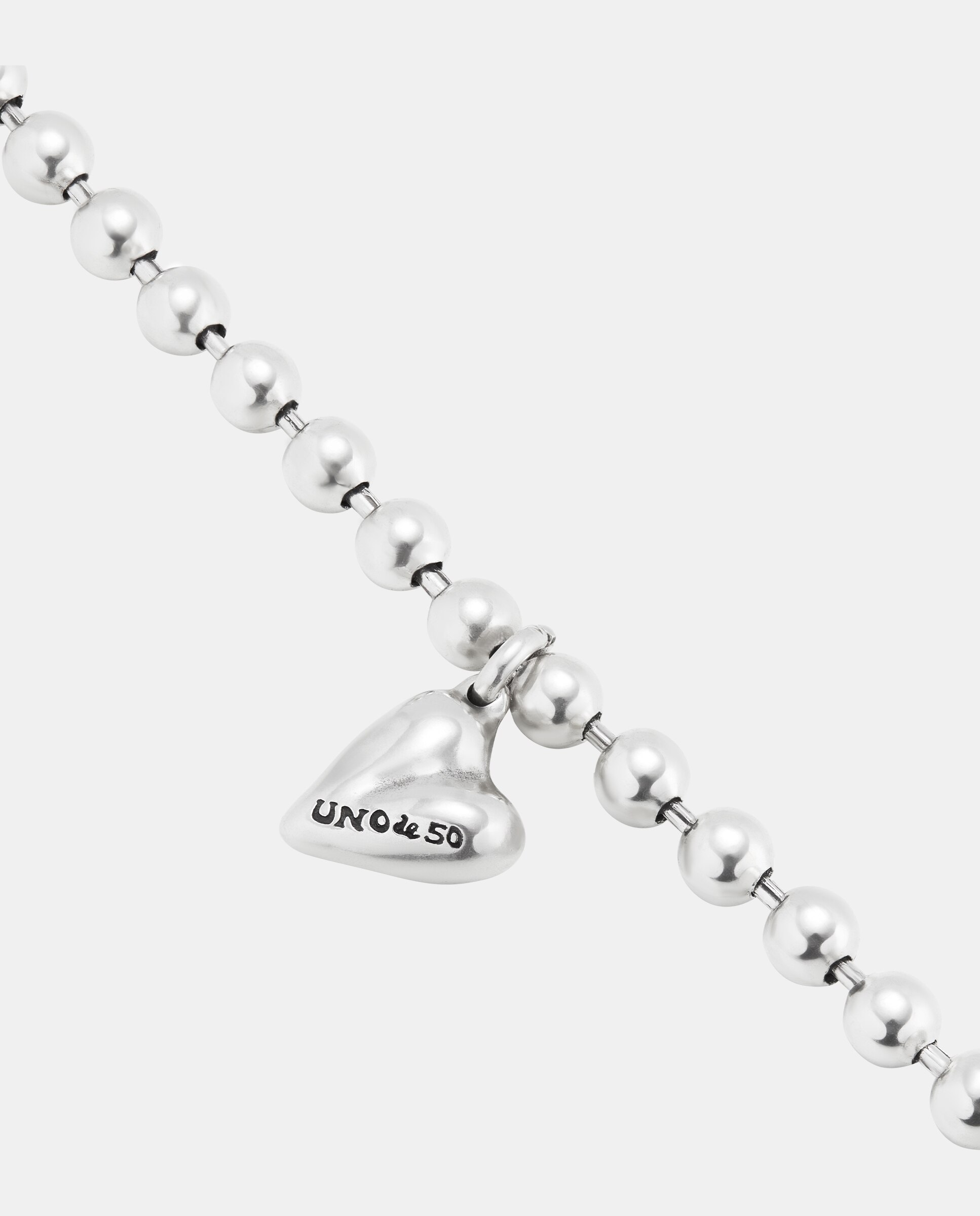 Pulseira Banhada em Prata de Lei com Bolas e Charm de Coração Prata-3