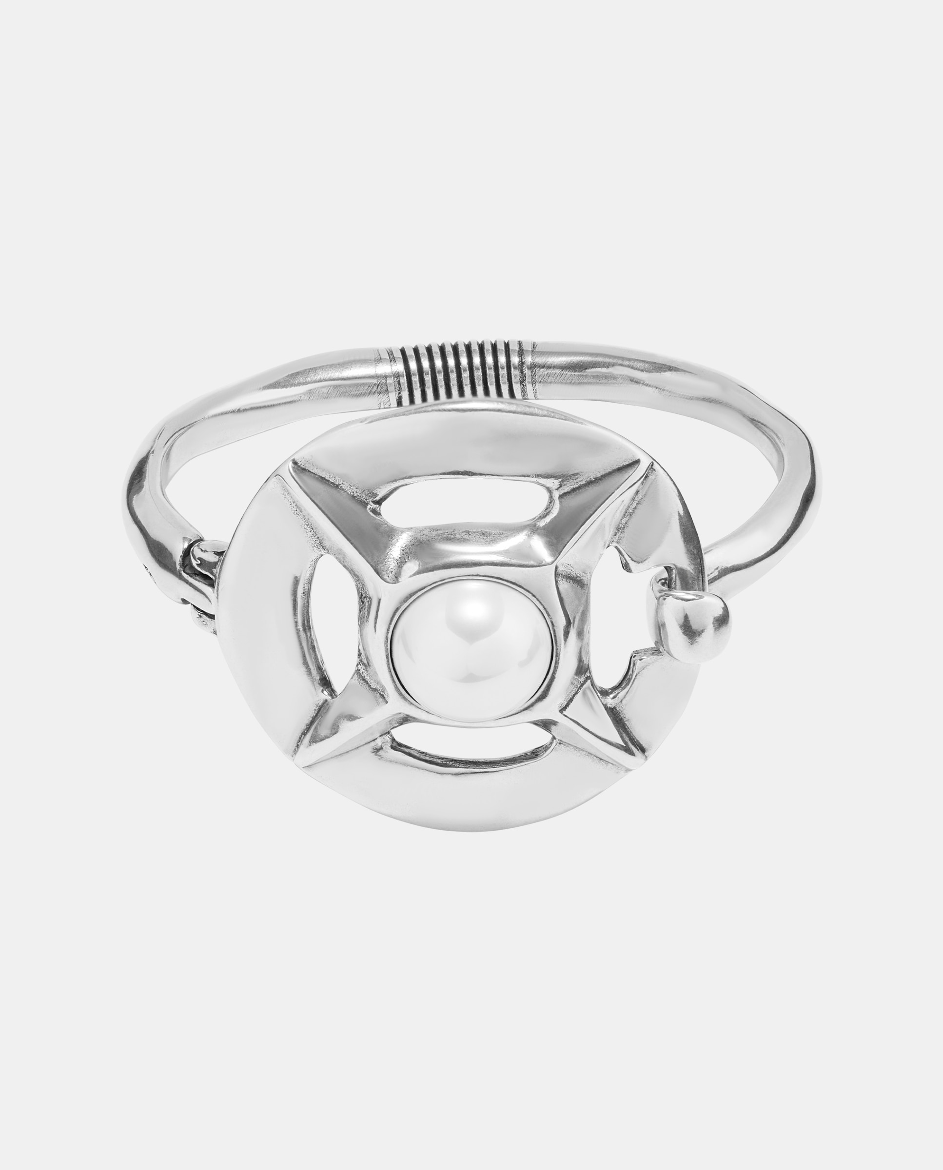 Pulseira de Liga de Metais Banhada em Prata e Pérola Shell Branco-1