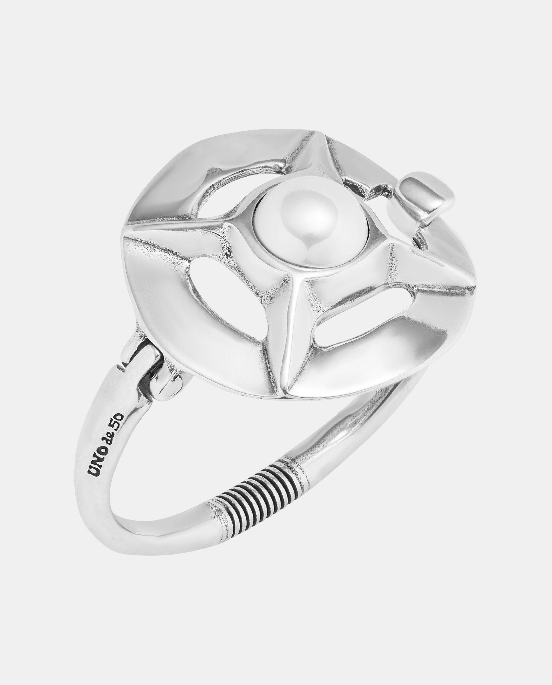 Pulseira de Liga de Metais Banhada em Prata e Pérola Shell Branco-3