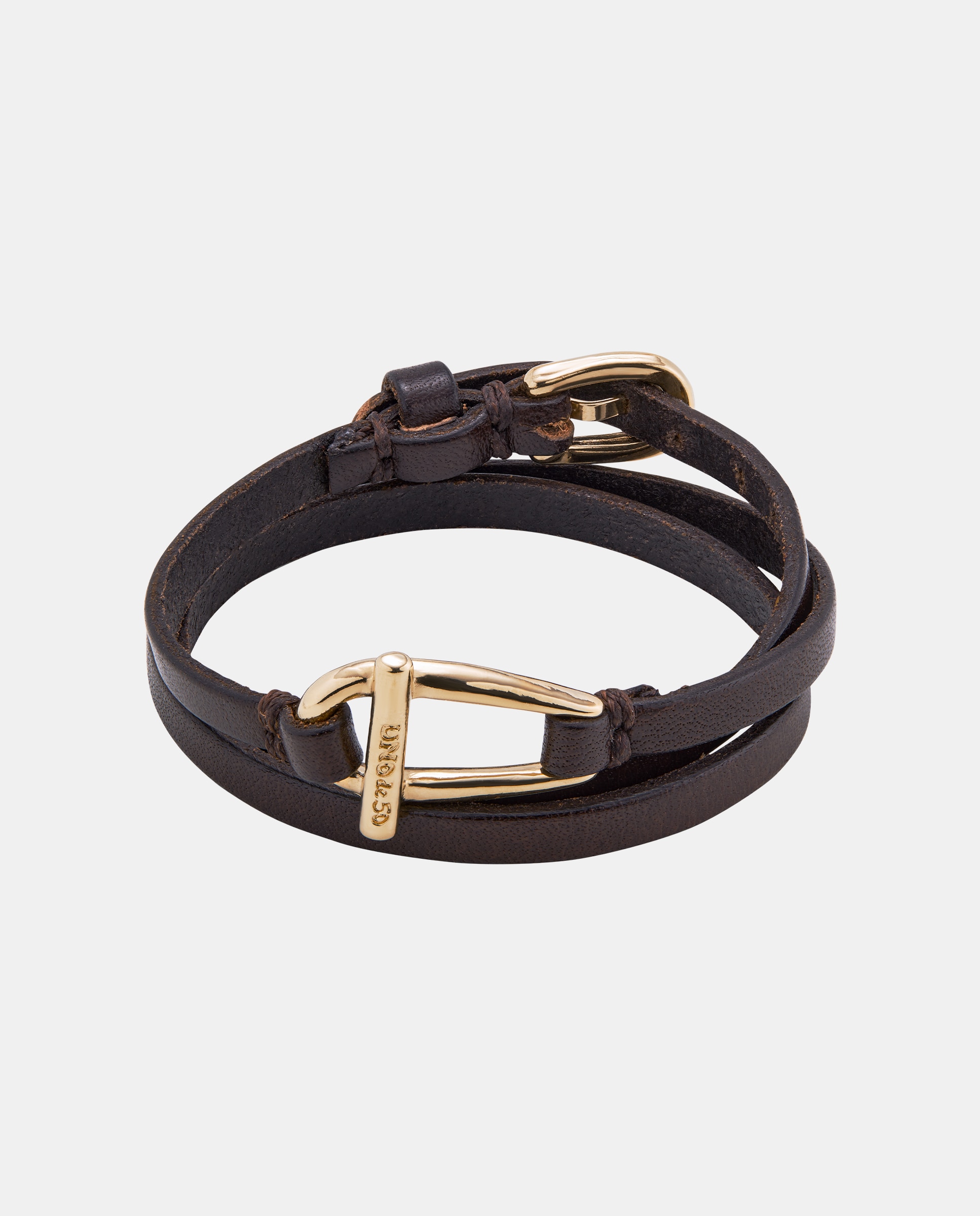 Pulseira de Couro e Elo Central Banhado em Ouro 18k Ouro-1