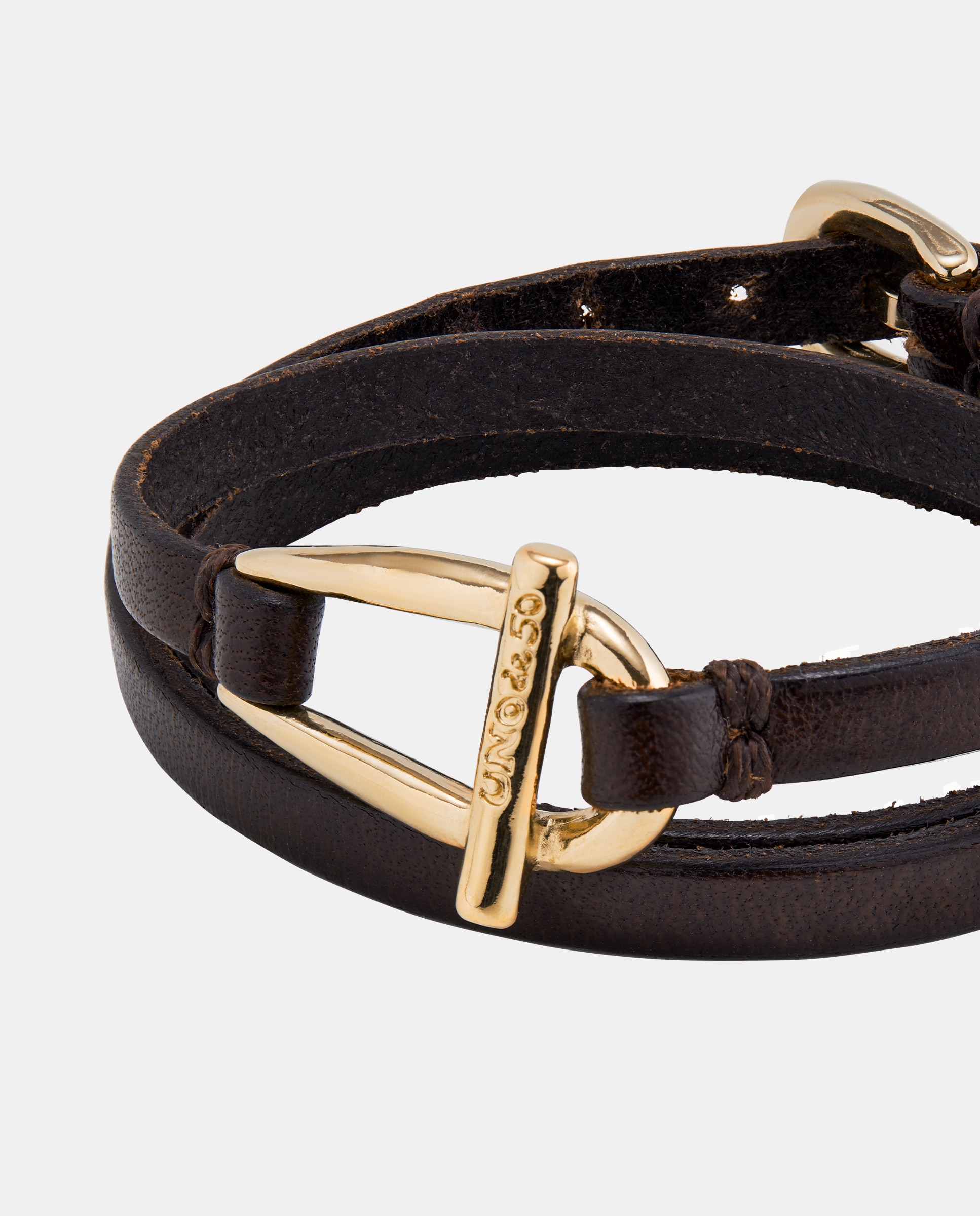 Pulseira de Couro e Elo Central Banhado em Ouro 18k Ouro-3
