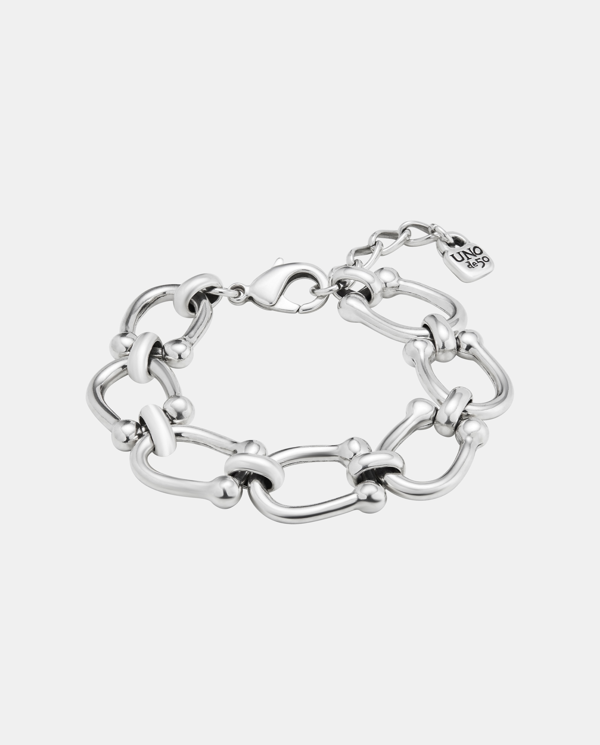 Pulseira Banhada em Prata de Lei com Elos Ovais Médios Prata-1