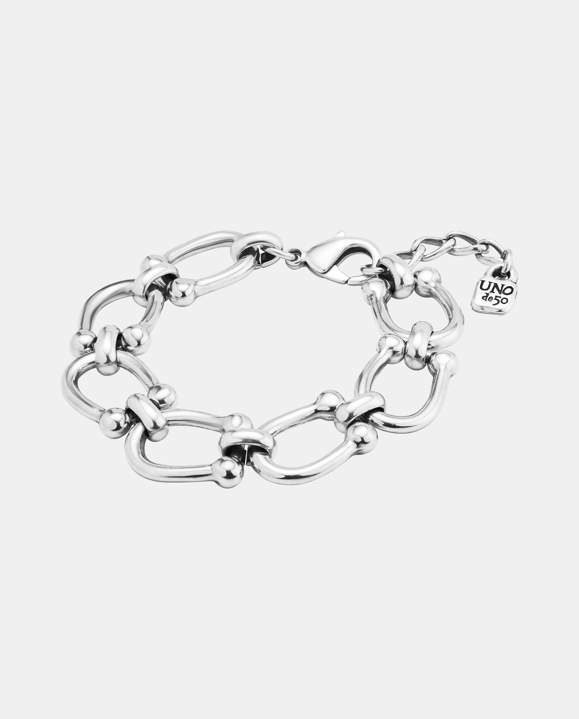 Pulseira Banhada em Prata de Lei com Elos Ovais Médios Prata-2