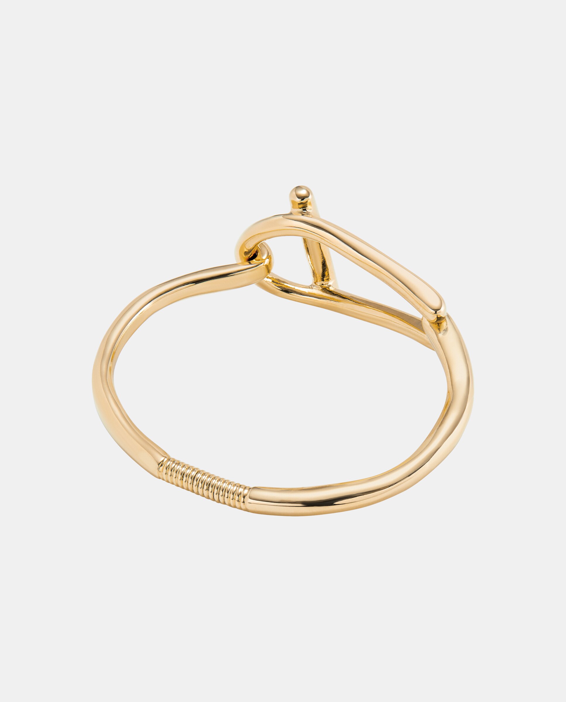 Pulseira Rígida Banhada a Ouro 18k Elo Médio e Mola Interior Ouro-2