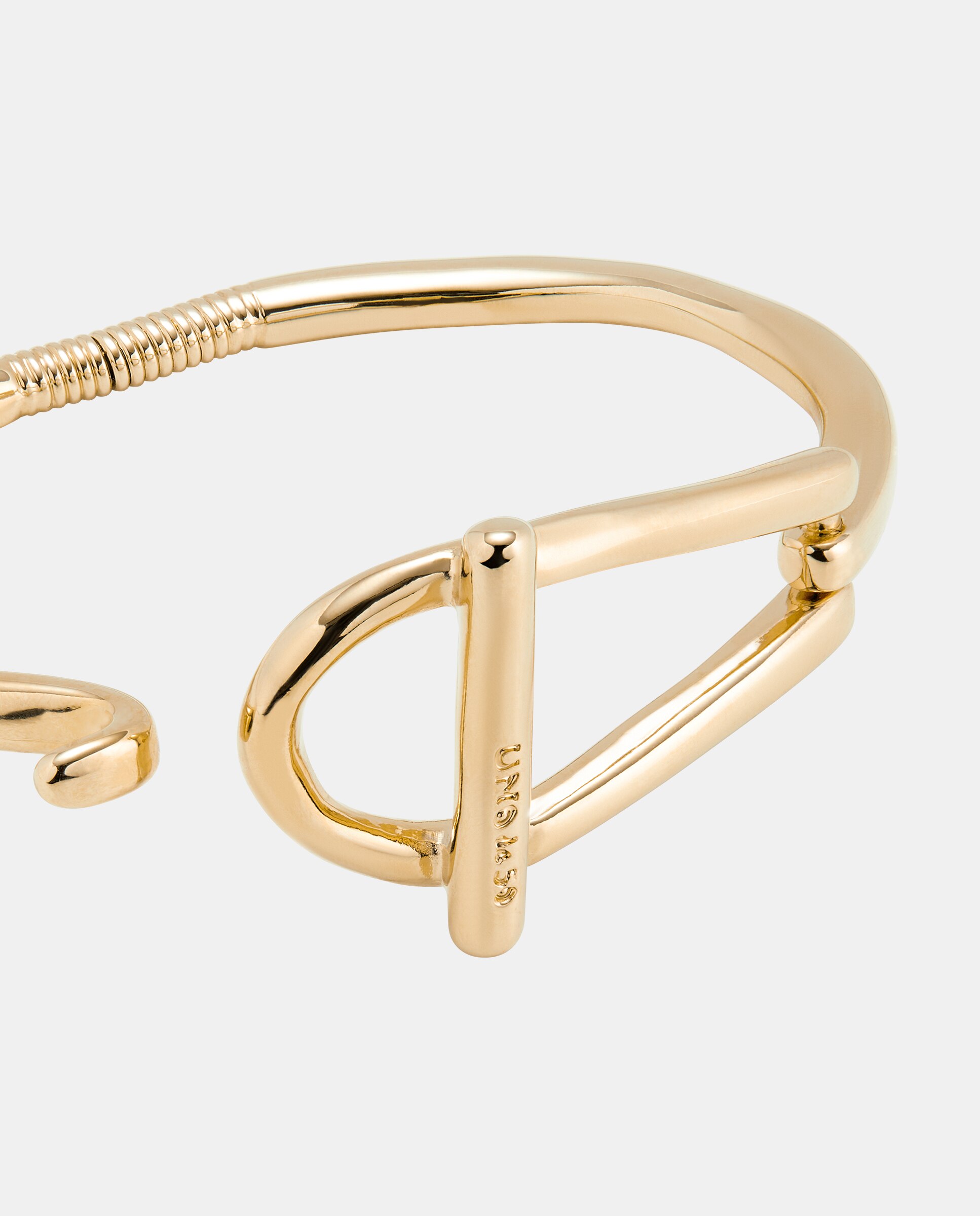 Pulseira Rígida Banhada a Ouro 18k Elo Médio e Mola Interior Ouro-3