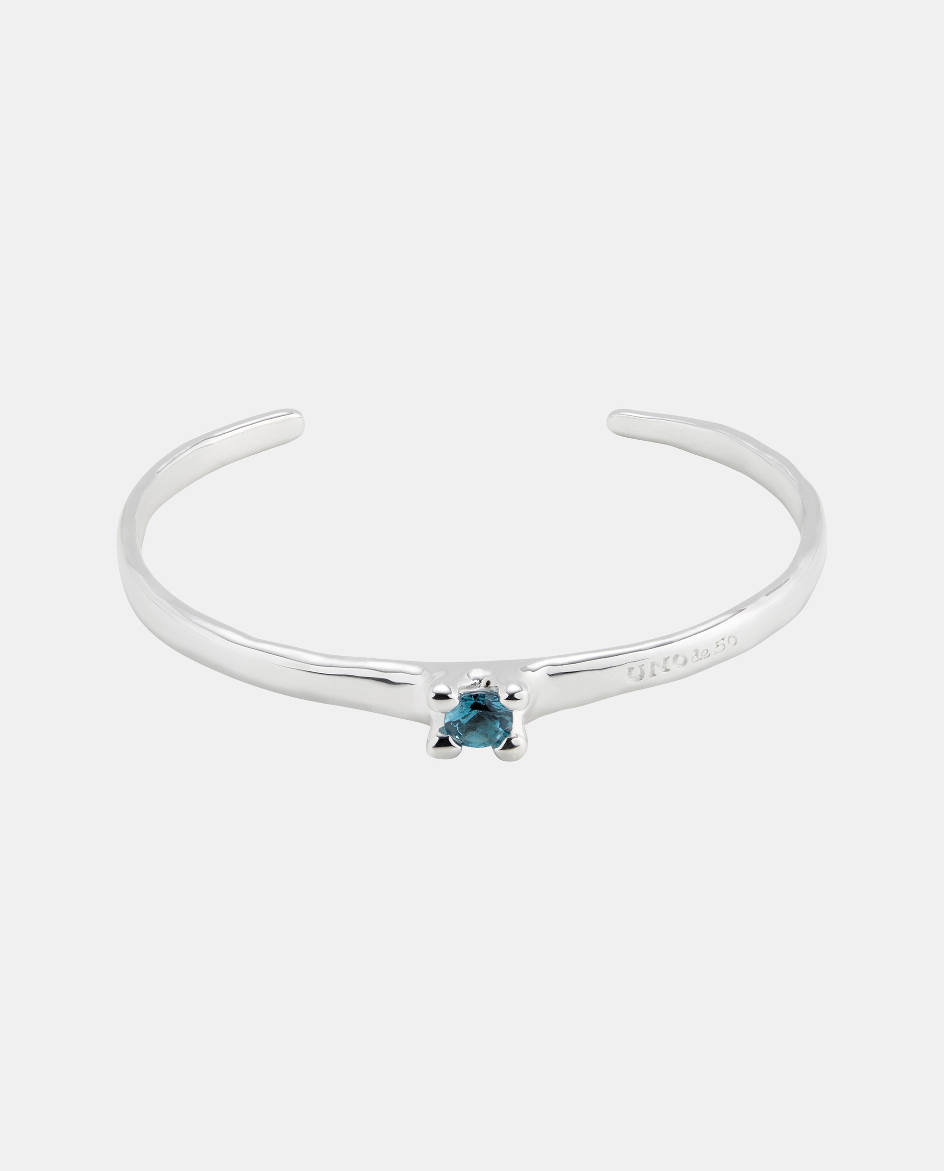 Pulseira Rígida de Liga de Metais Banhada em Prata de Lei com Zirconita Azul Azul-1