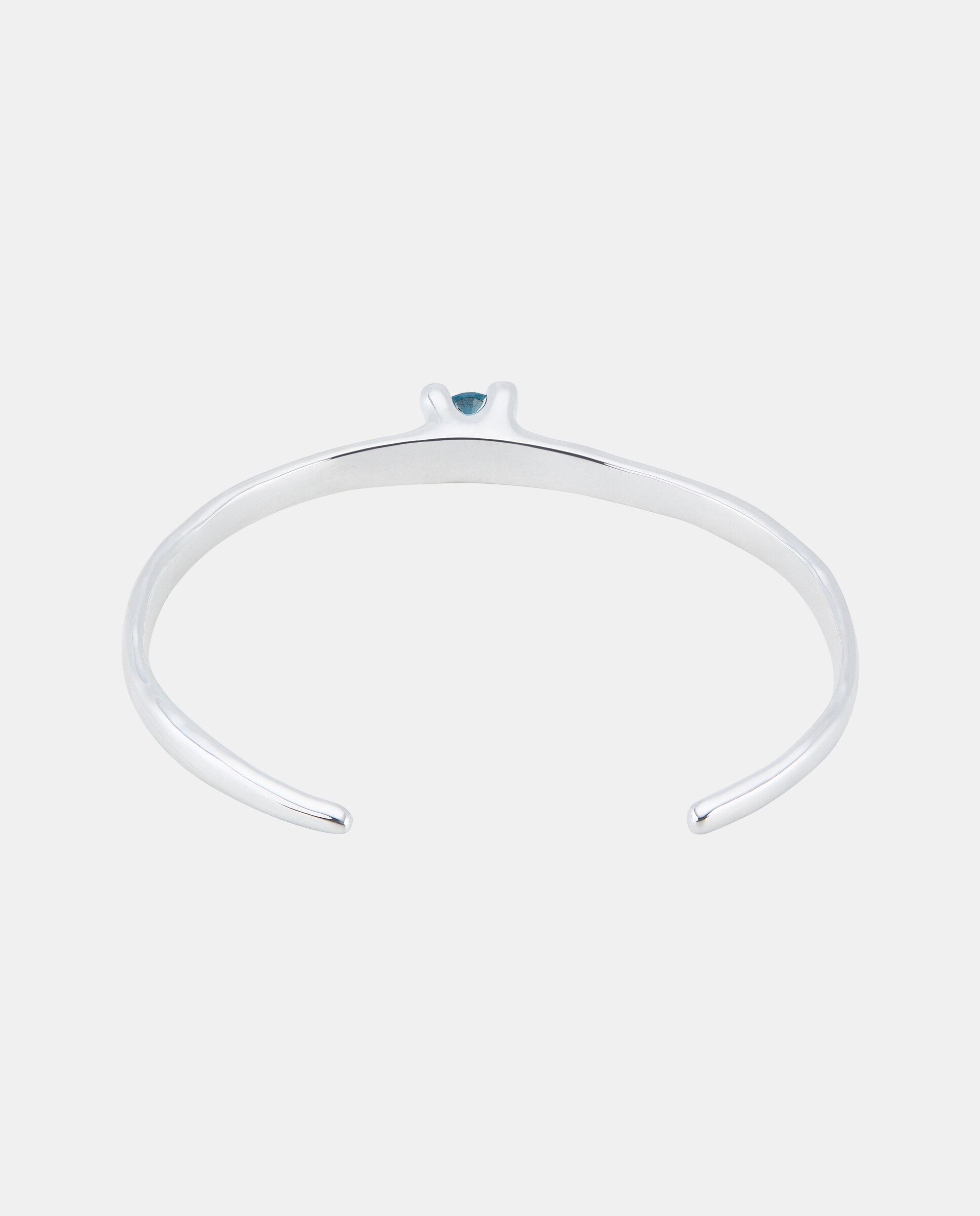 Pulseira Rígida de Liga de Metais Banhada em Prata de Lei com Zirconita Azul Azul-2