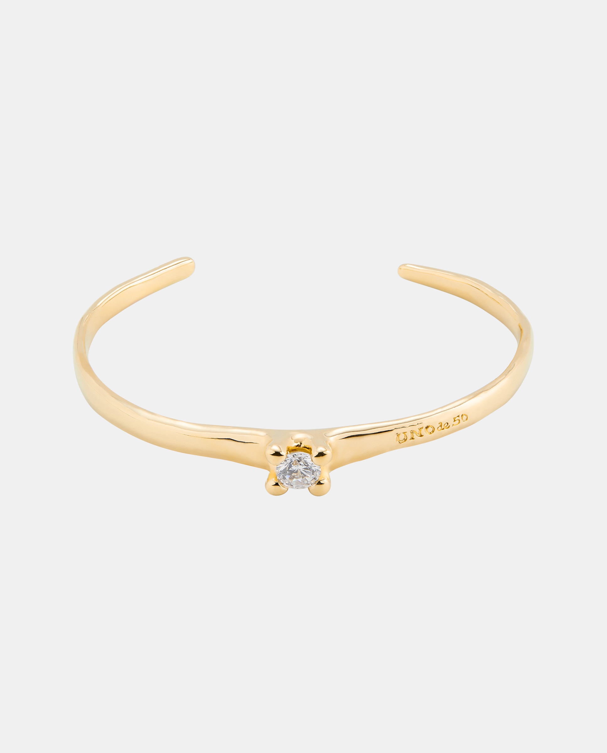 Pulseira Rígida Banhada a Ouro 18k com Zirconita Branca Ouro-1