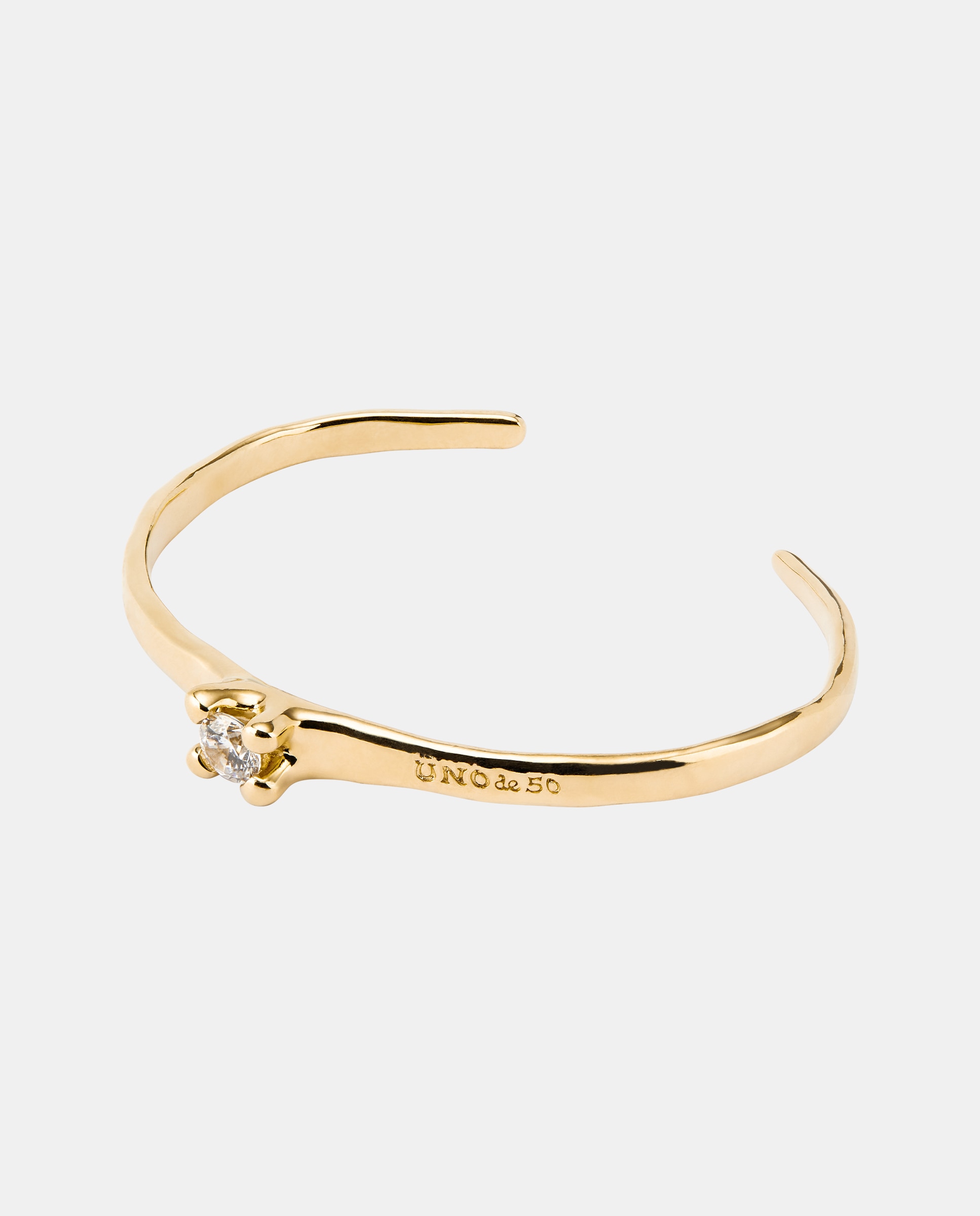 Pulseira Rígida Banhada a Ouro 18k com Zirconita Branca Ouro-2