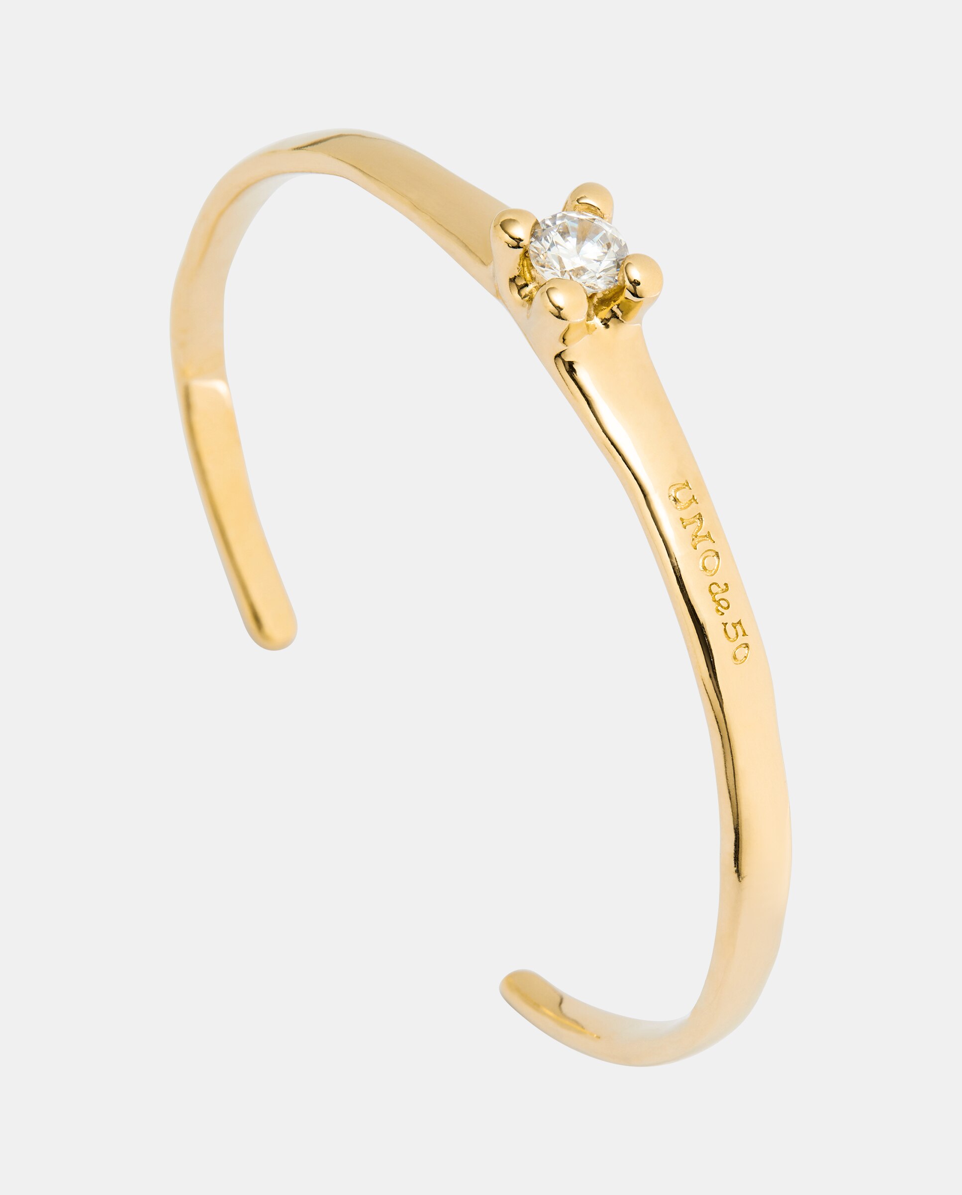 Pulseira Rígida Banhada a Ouro 18k com Zirconita Branca Ouro-3