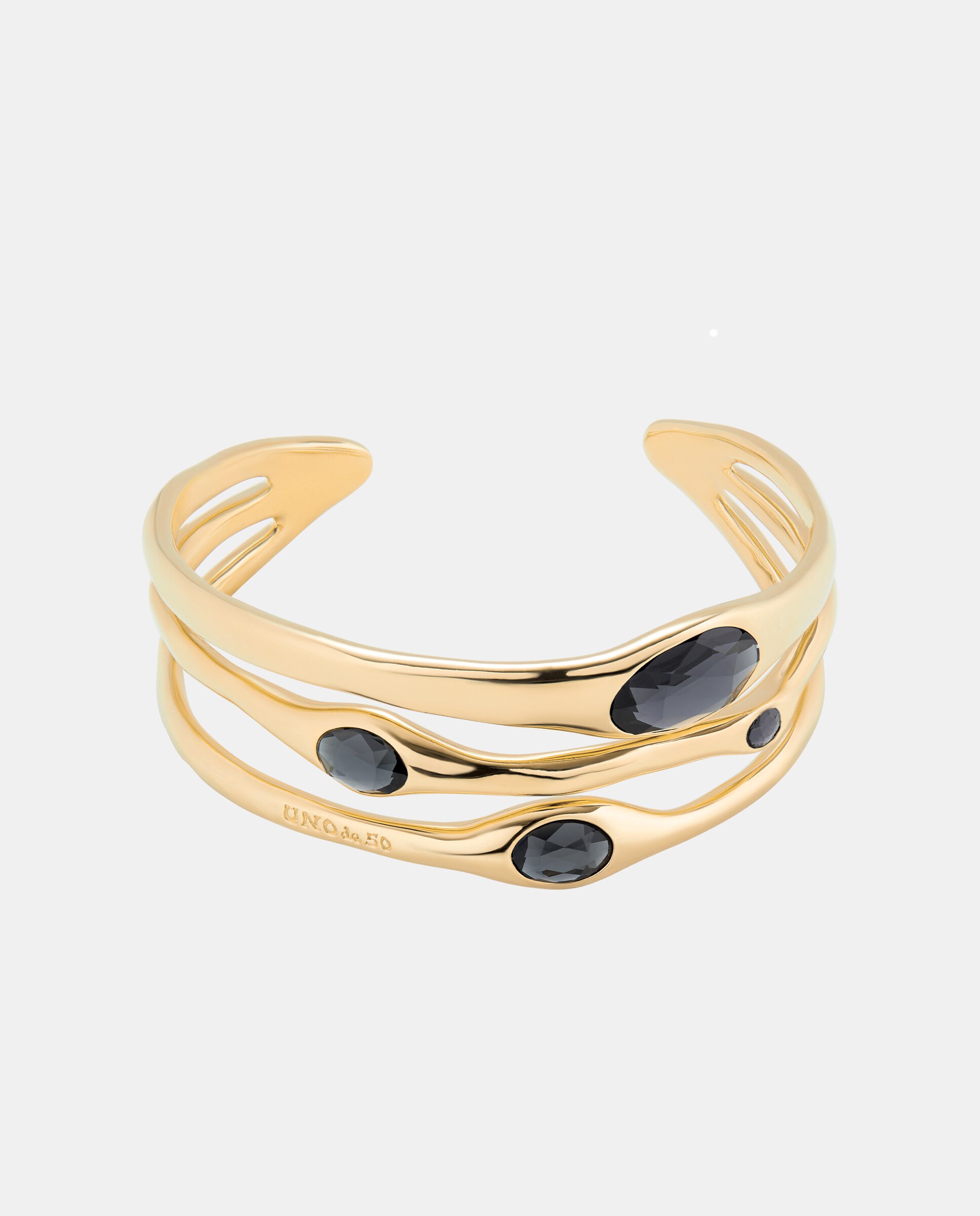 Pulseira Rígida Banhada a Ouro 18k com Cristais Ouro-1