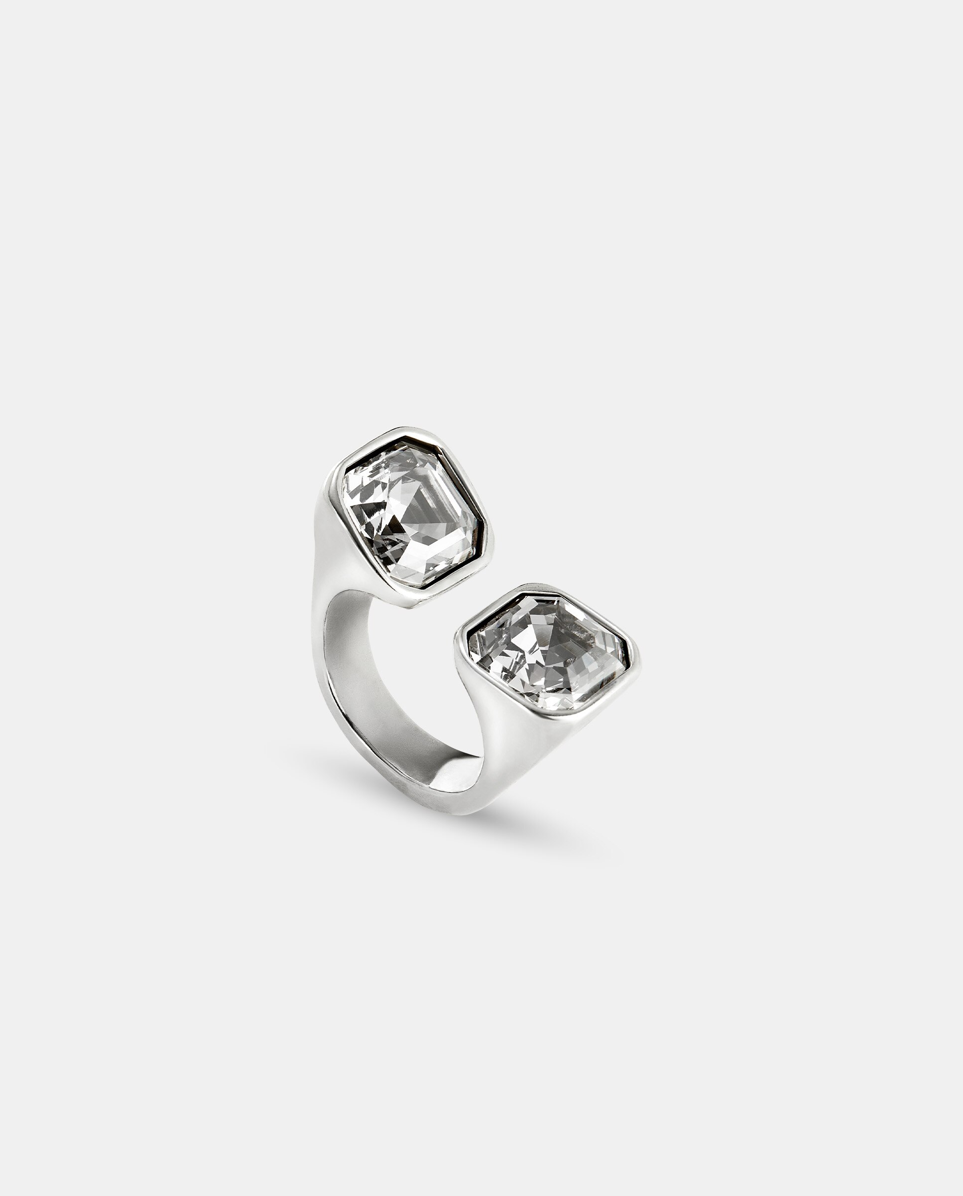 Anel Banhado em Prata de Lei com Cristal Prata-3
