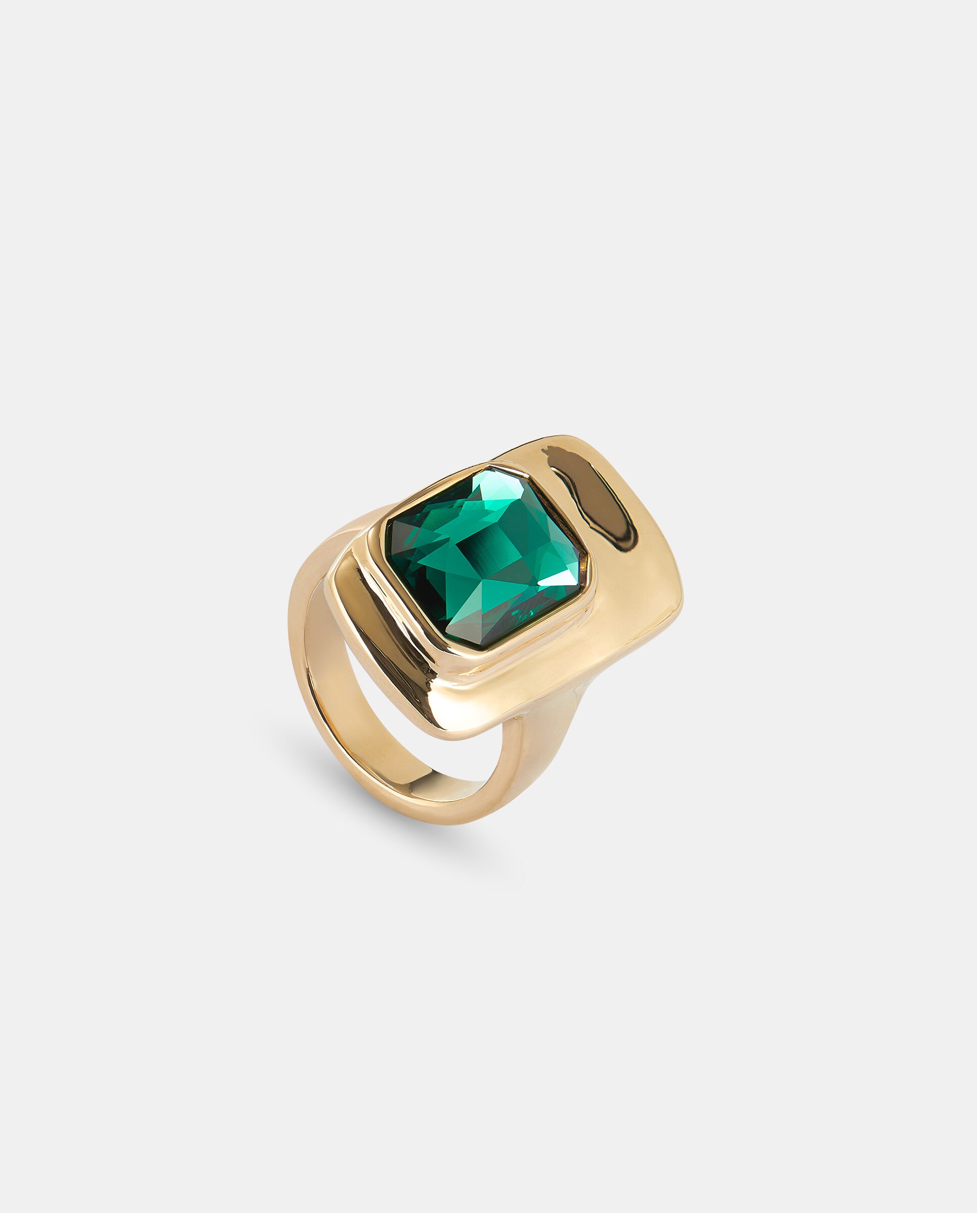 Anel Banhado a Ouro 18k com Cristal Ouro-3