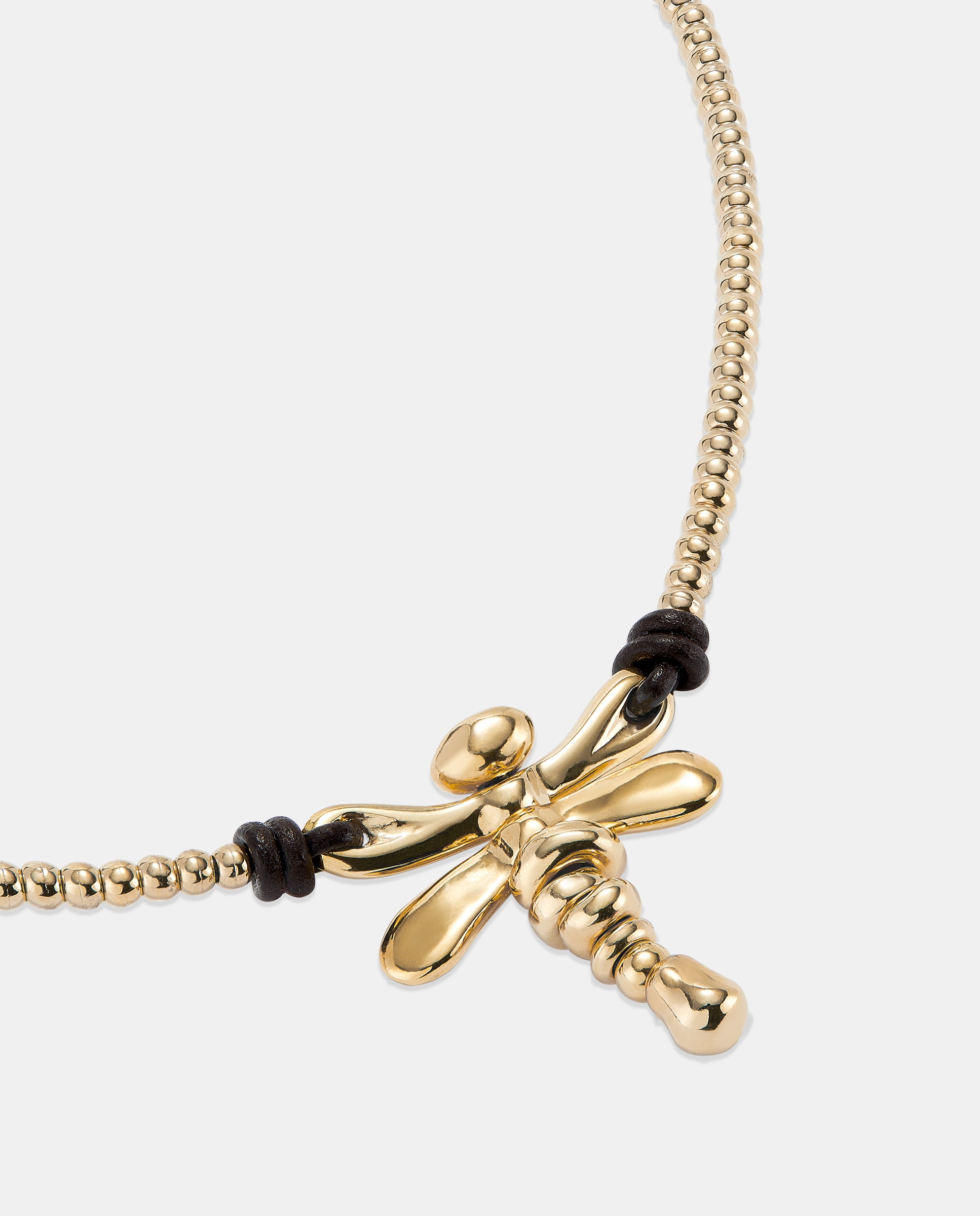 Colar Curto Banhado a Ouro de 18k com Libélula e Cristais Azuis Ouro-4
