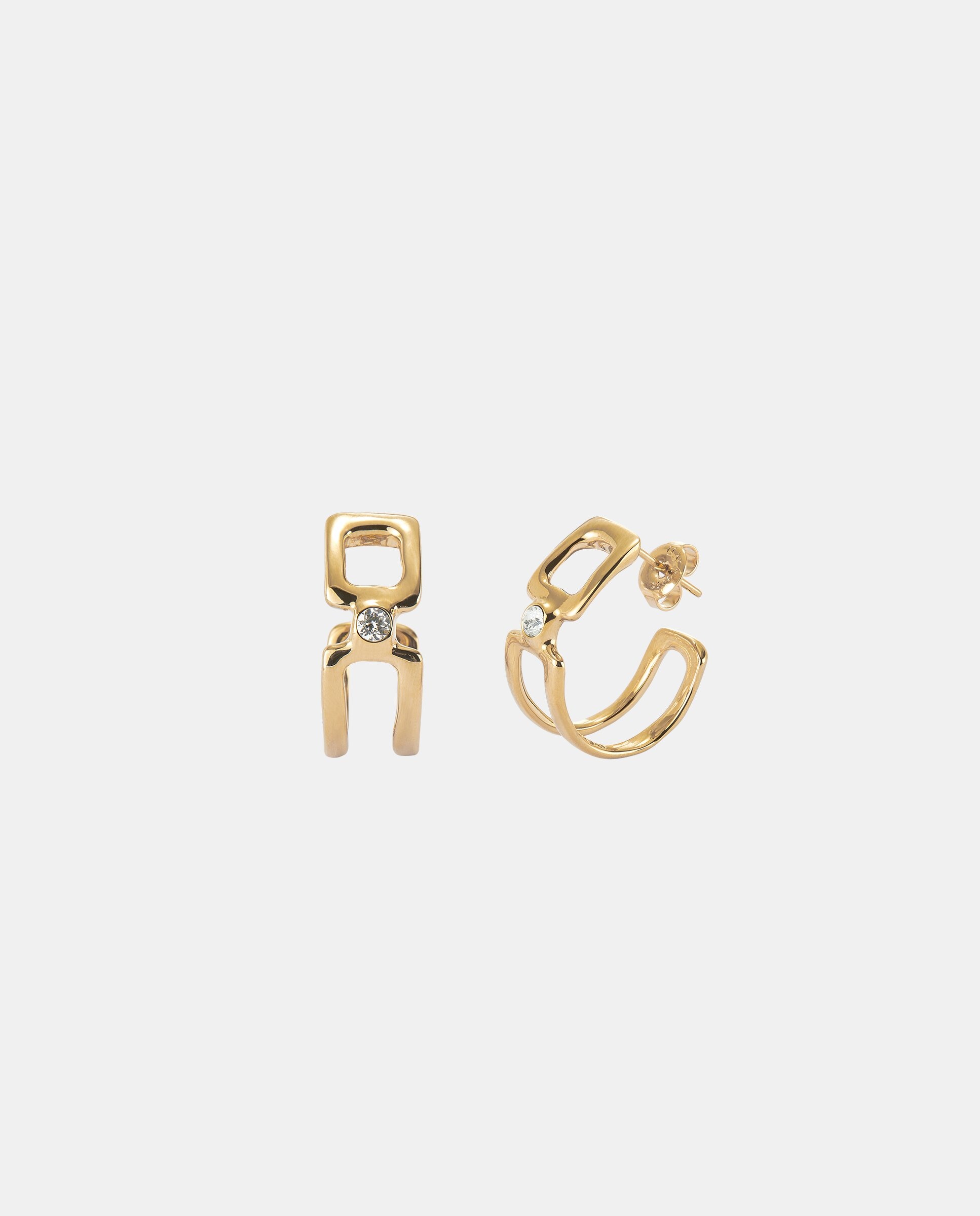 Brincos de Argola Dupla Banhados a Ouro 18k Ouro-1