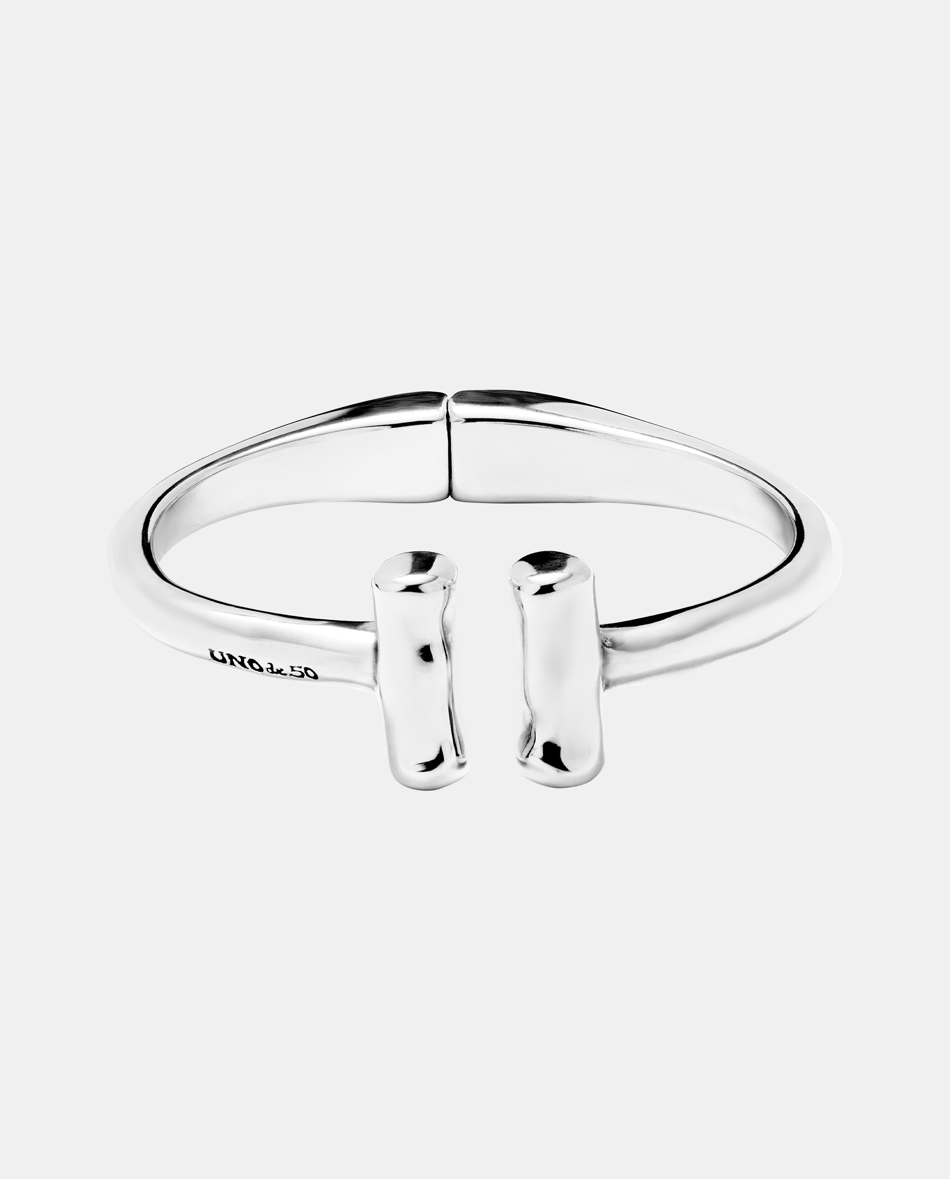Pulseira Rígida Banhada em Prata de Lei e Dois Tubos Prata-1