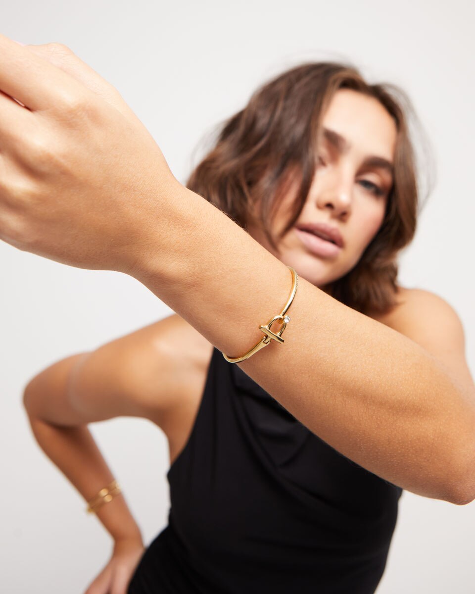 Pulseira com Fecho Frontal Banhada em Ouro 18k com Topázio Ouro-5