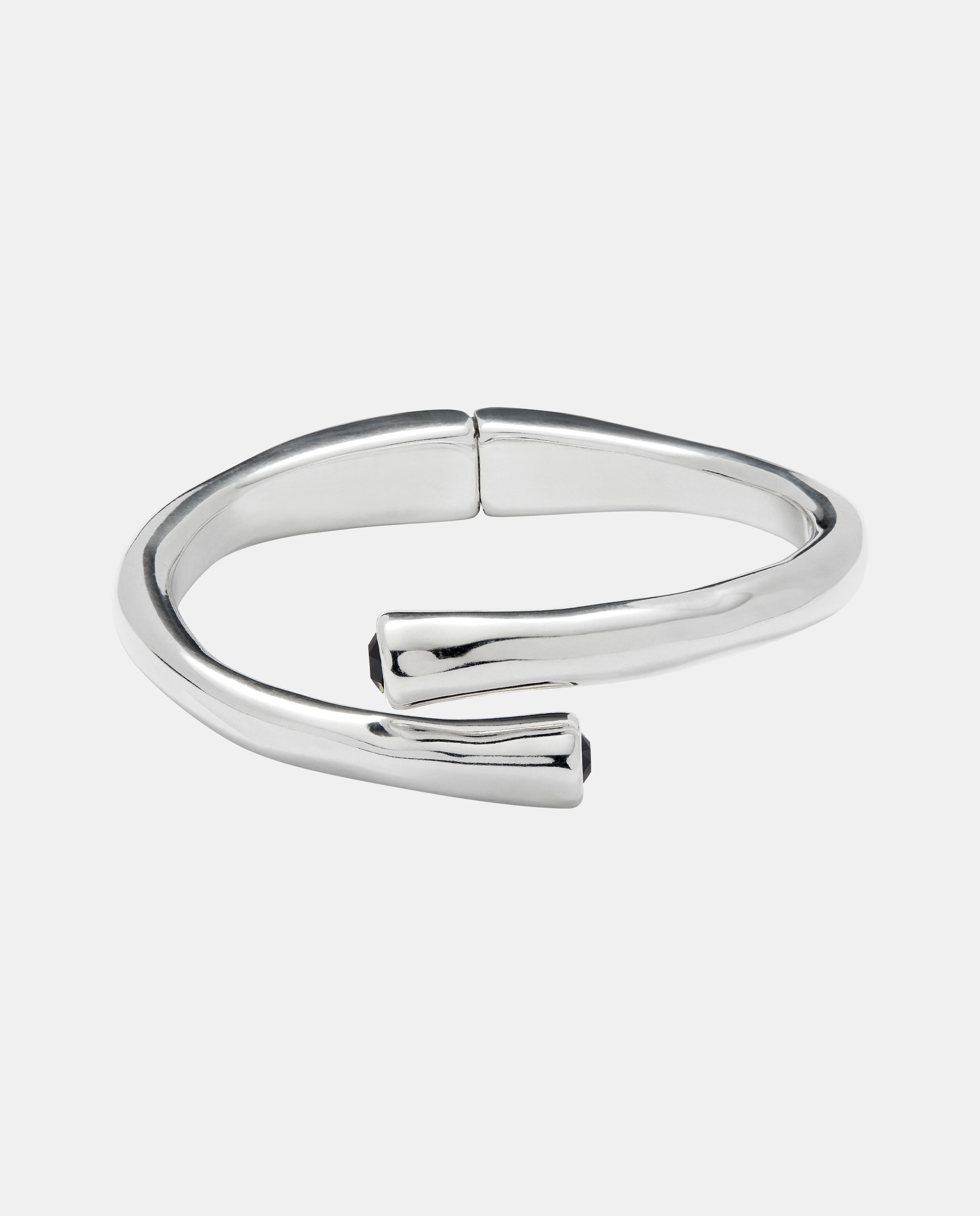 Pulseira Rígida Banhada em Prata de Lei e Cristal Prata-1