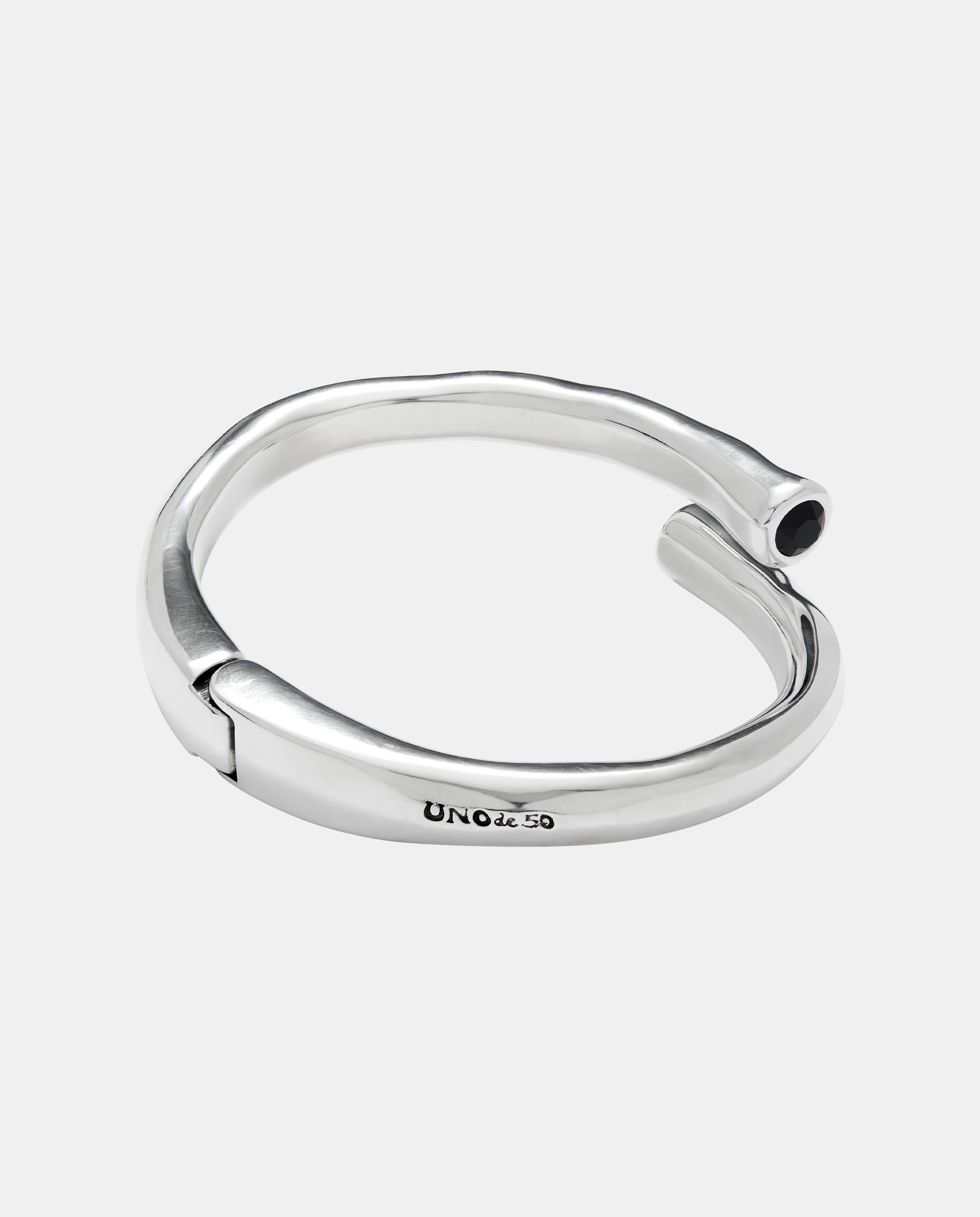 Pulseira Rígida Banhada em Prata de Lei e Cristal Prata-3