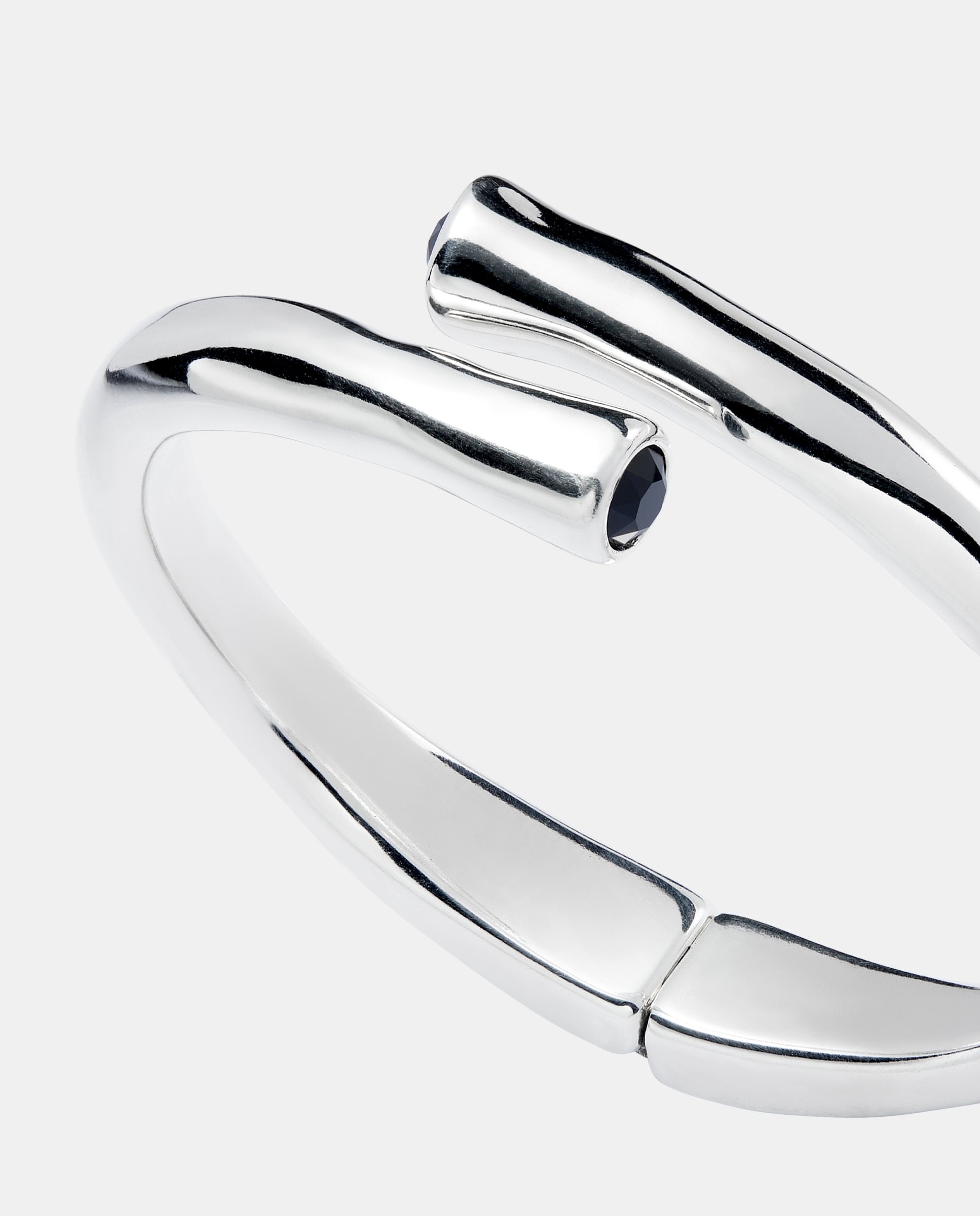 Pulseira Rígida Banhada em Prata de Lei e Cristal Prata-4