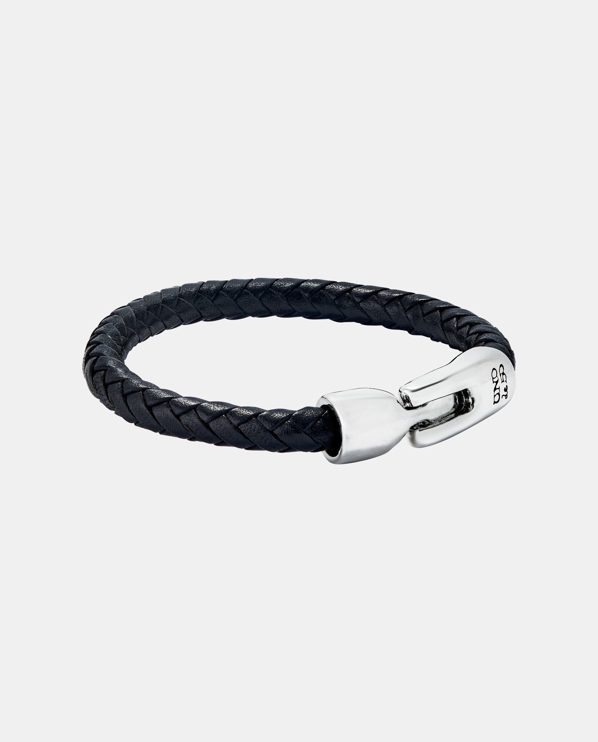 Pulseira de Couro Tubular Entrançada Banhada em Prata de Lei Prata-3