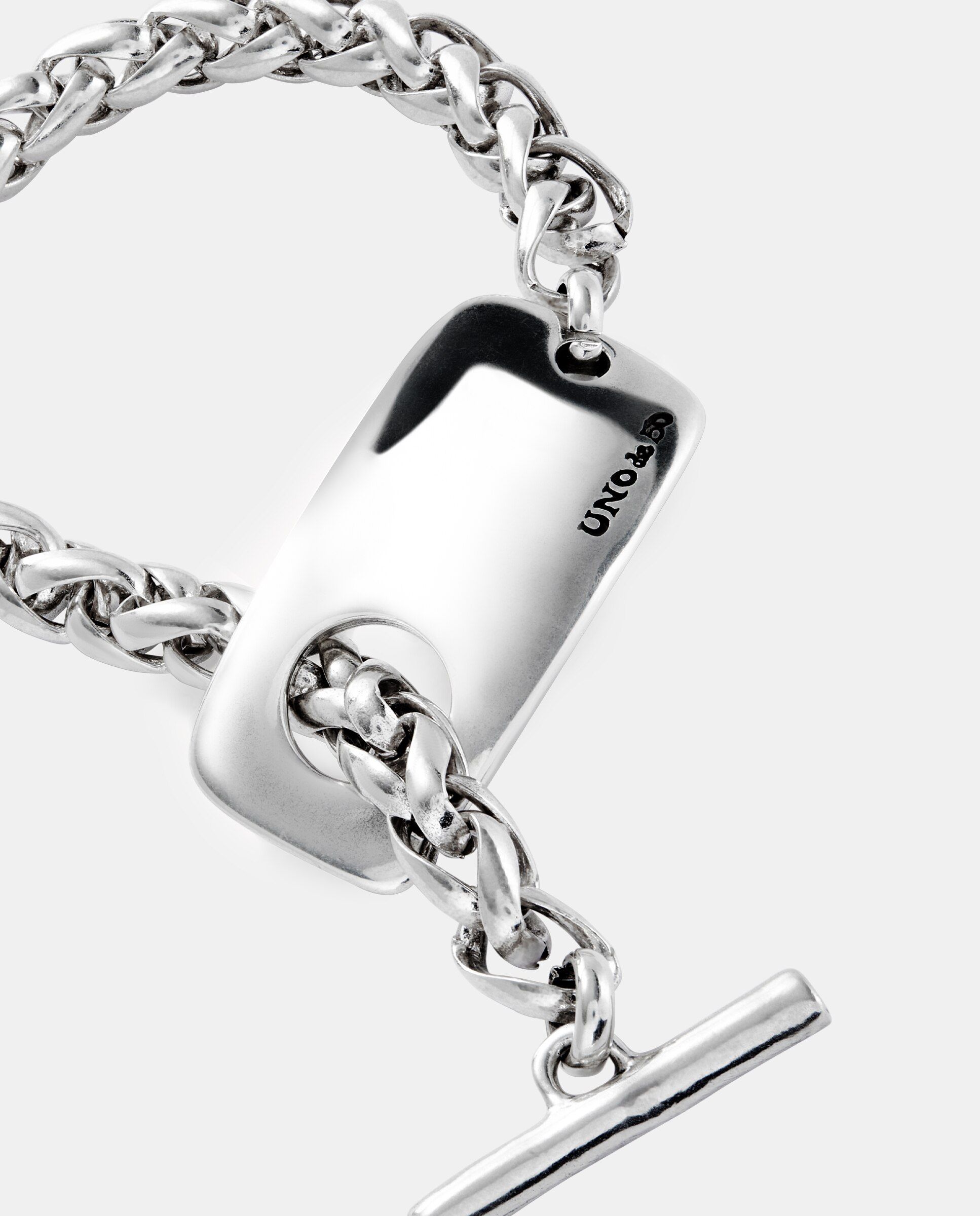 Pulseira de Corrente Banhada em Prata de Lei Prata-4