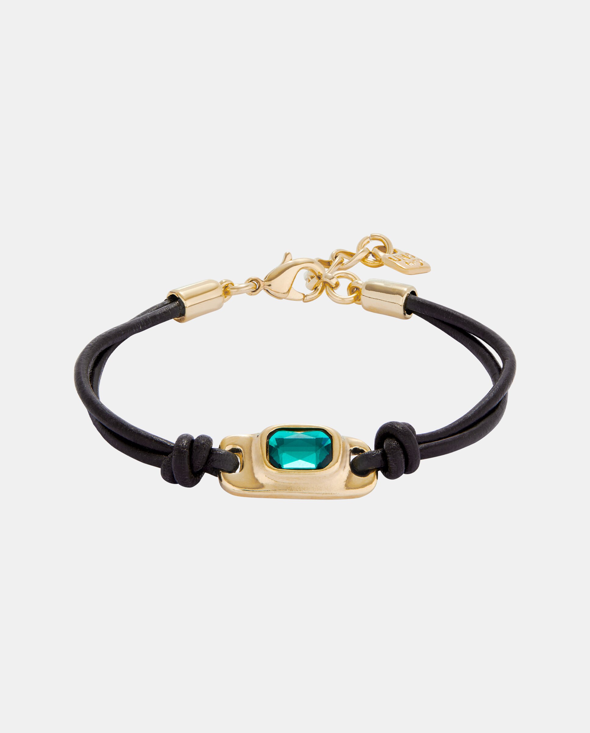 Pulseira de Couro Banhada a Ouro 18k Ouro-1