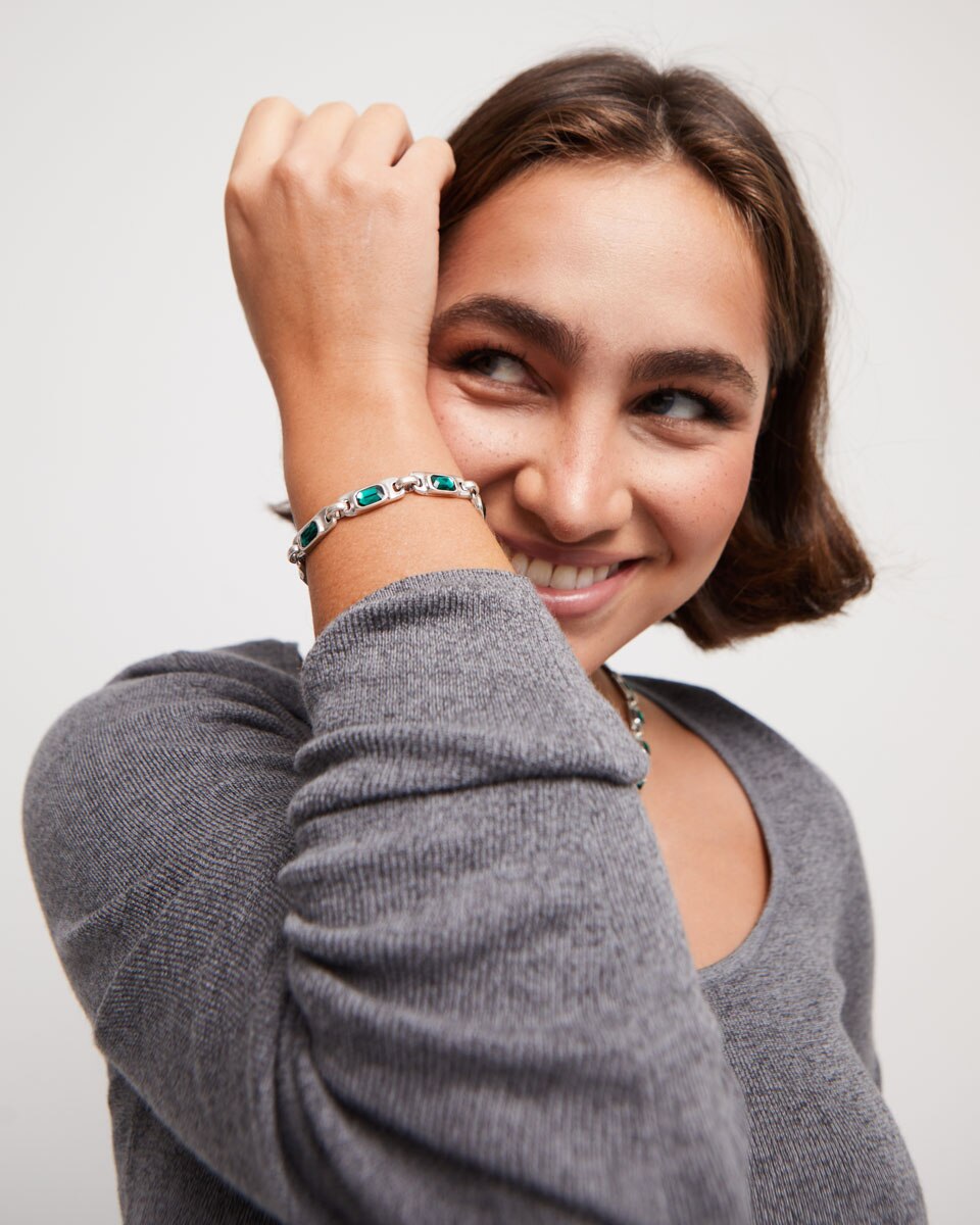 Pulseira Banhada em Prata de Lei Prata-6