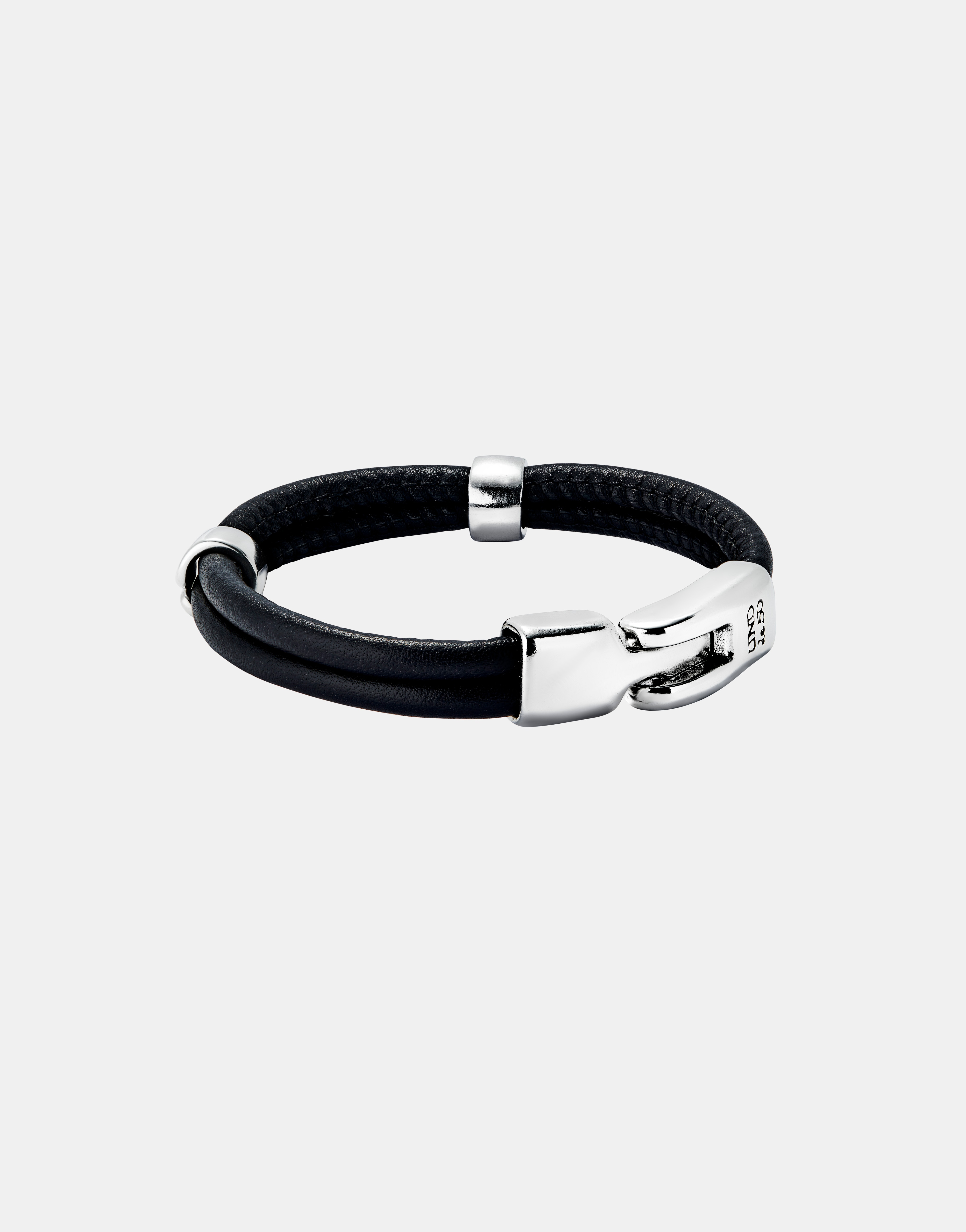 Pulseira Dupla de Couro Banhada em Prata de Lei Prata-3