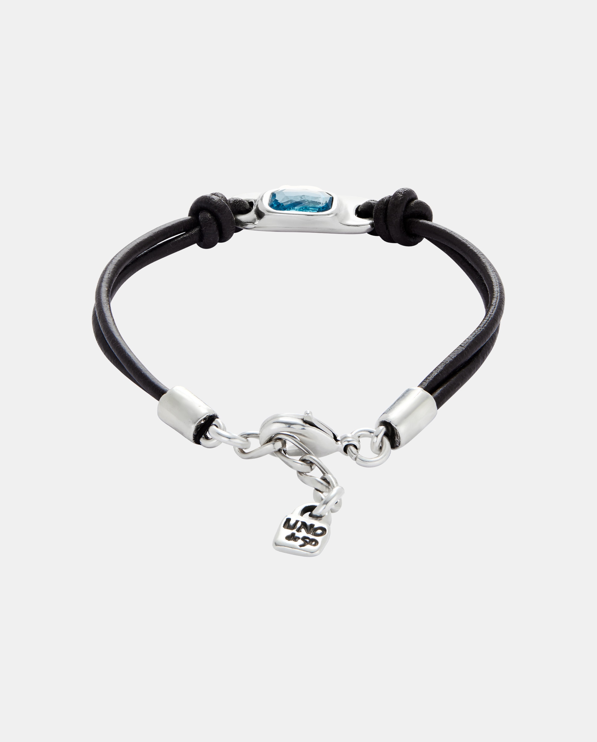 Pulseira de Couro Banhada em Prata de Lei Prata-3