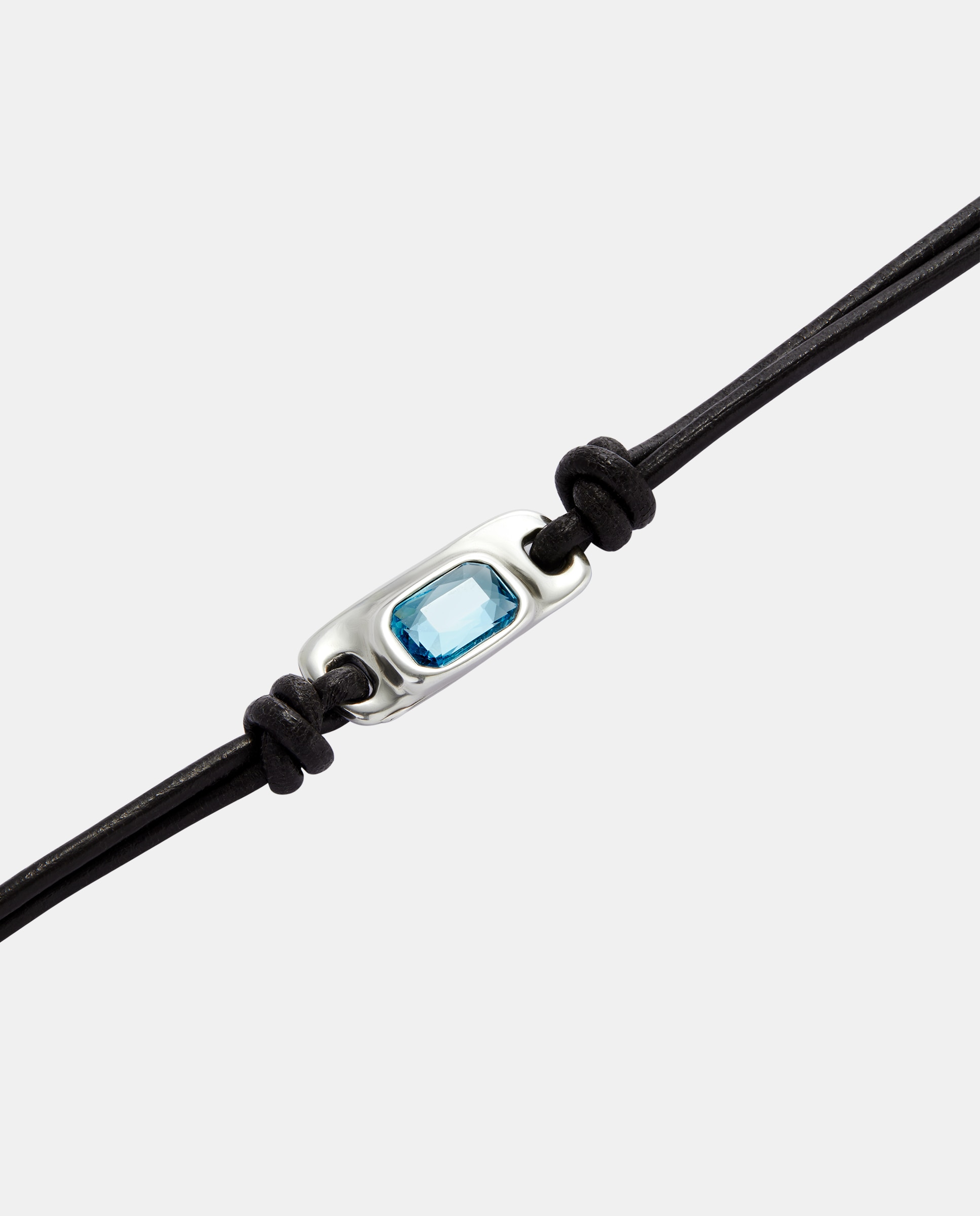 Pulseira de Couro Banhada em Prata de Lei Prata-4