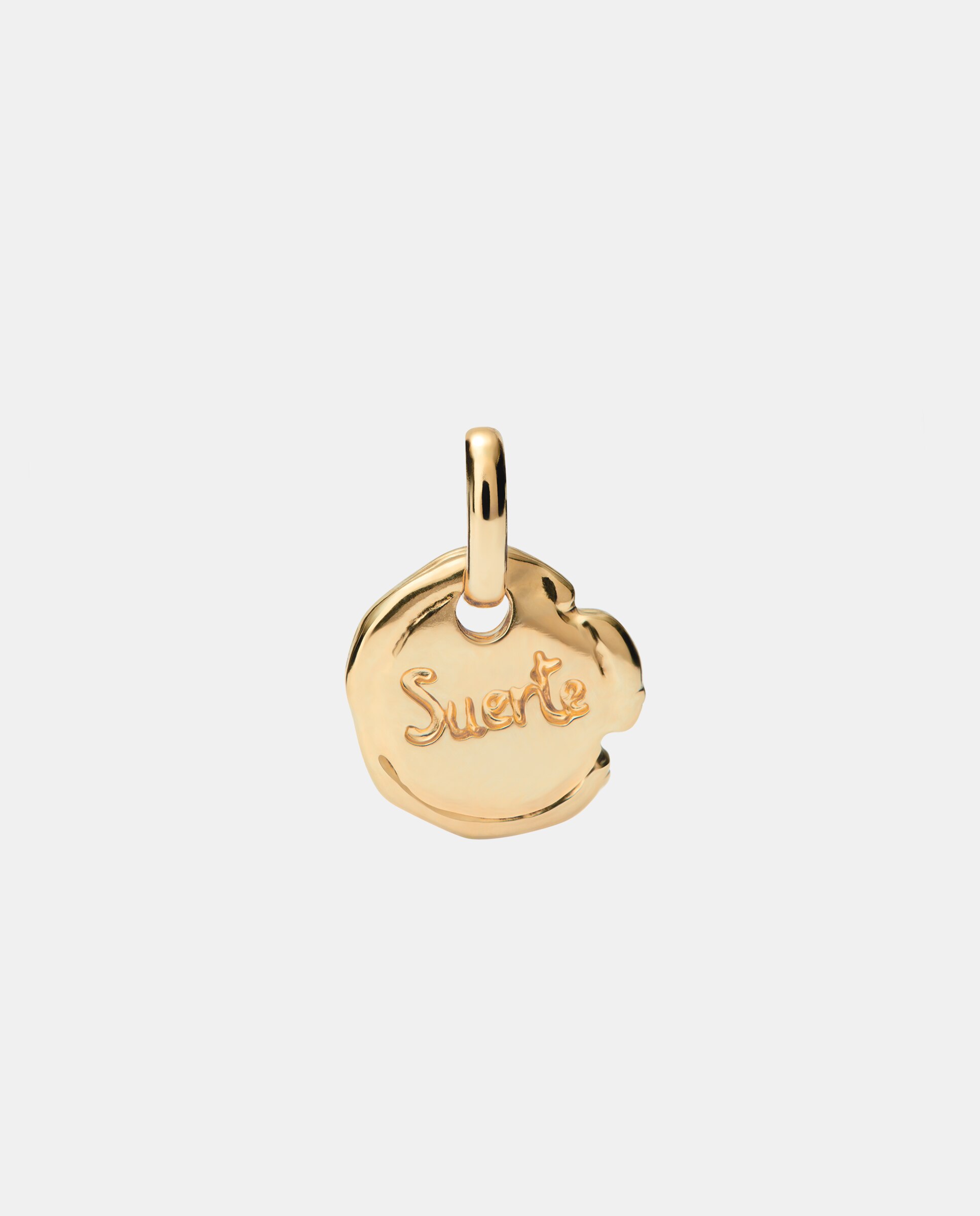 Charm Banhado a Ouro 18k com Palavra Suerte Ouro-1
