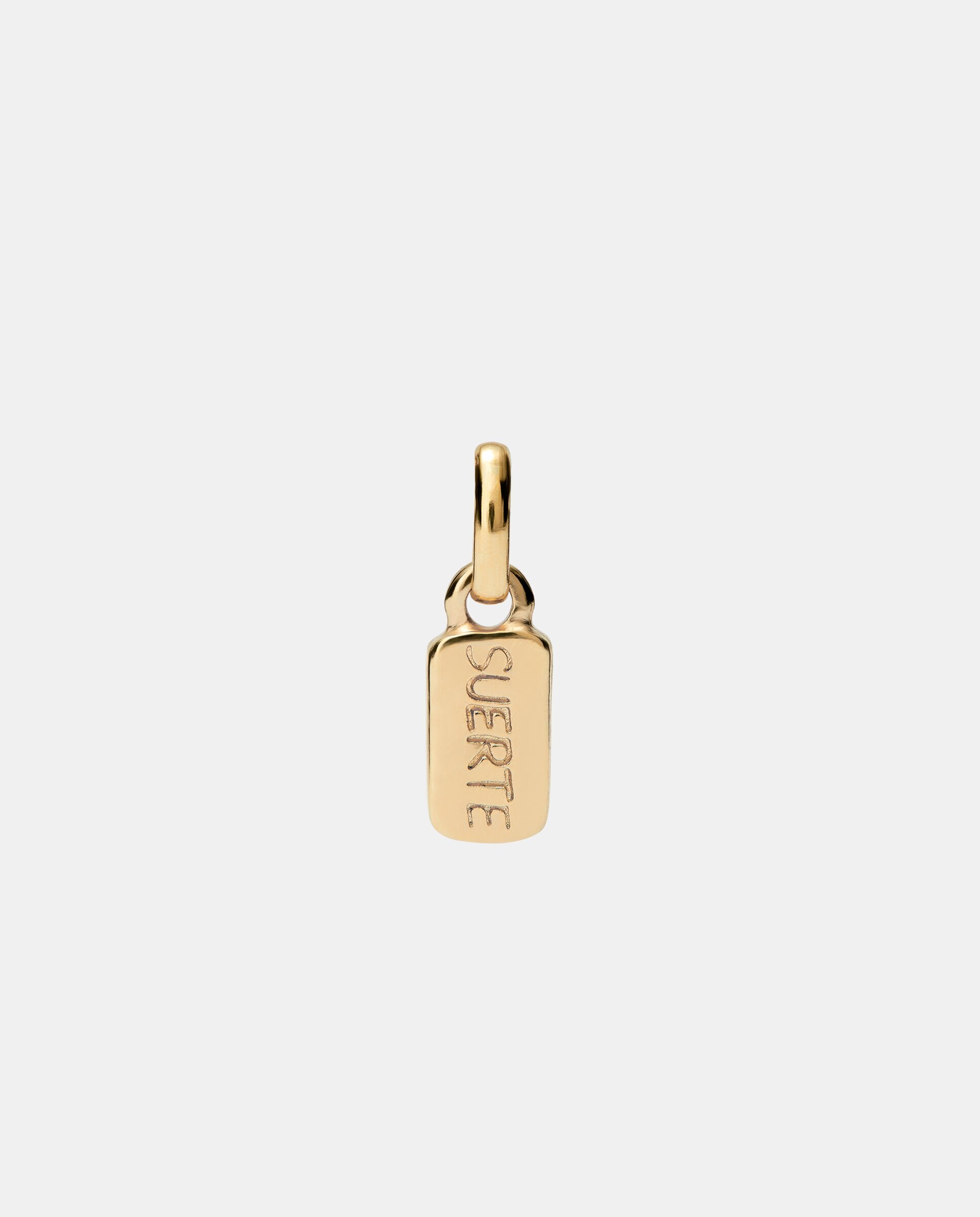 Charm Banhado a Ouro 18k com Palavra Suerte Ouro-1