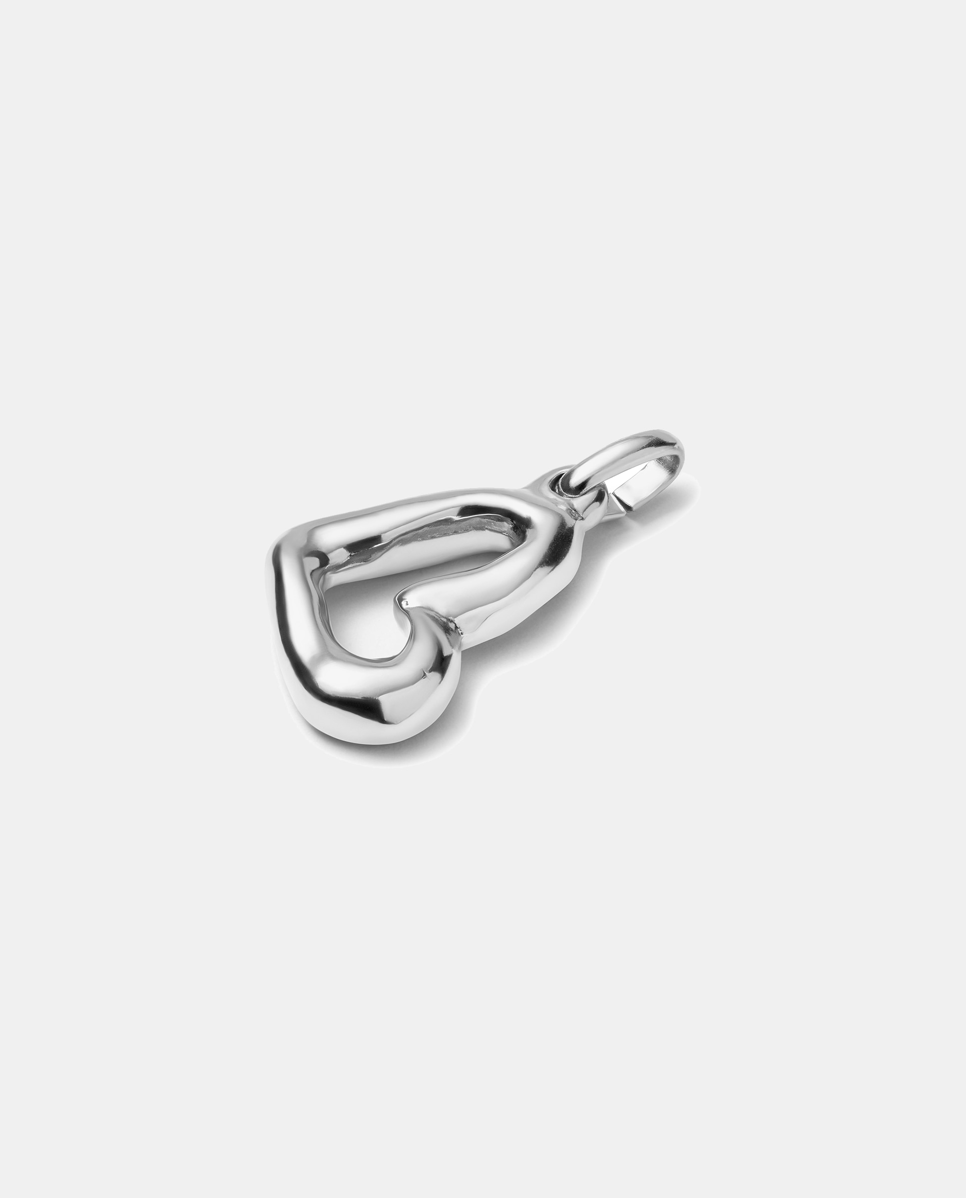 Charm Banhado em Prata de Lei com Forma de Coração Grande Prata-2