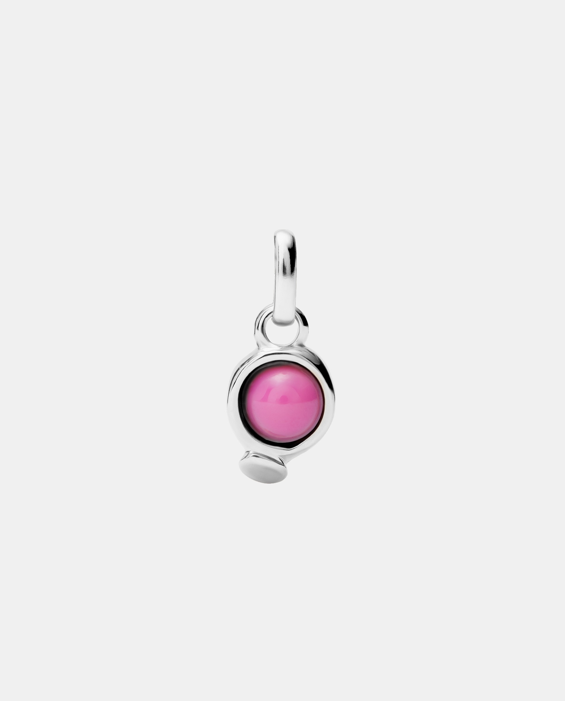 Charm Banhado em Prata de Lei com Pedra Rosa Prata-1