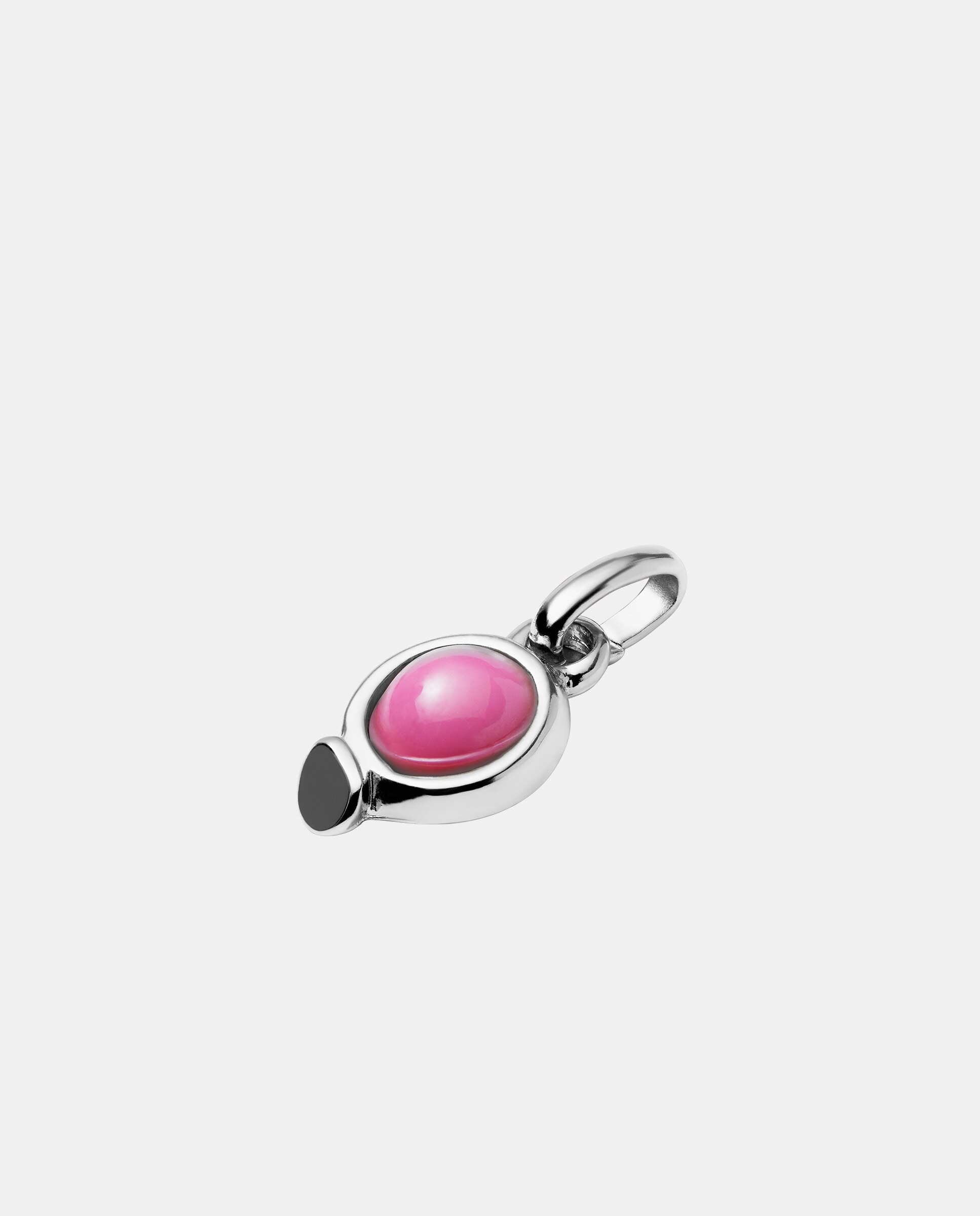 Charm Banhado em Prata de Lei com Pedra Rosa Prata-2