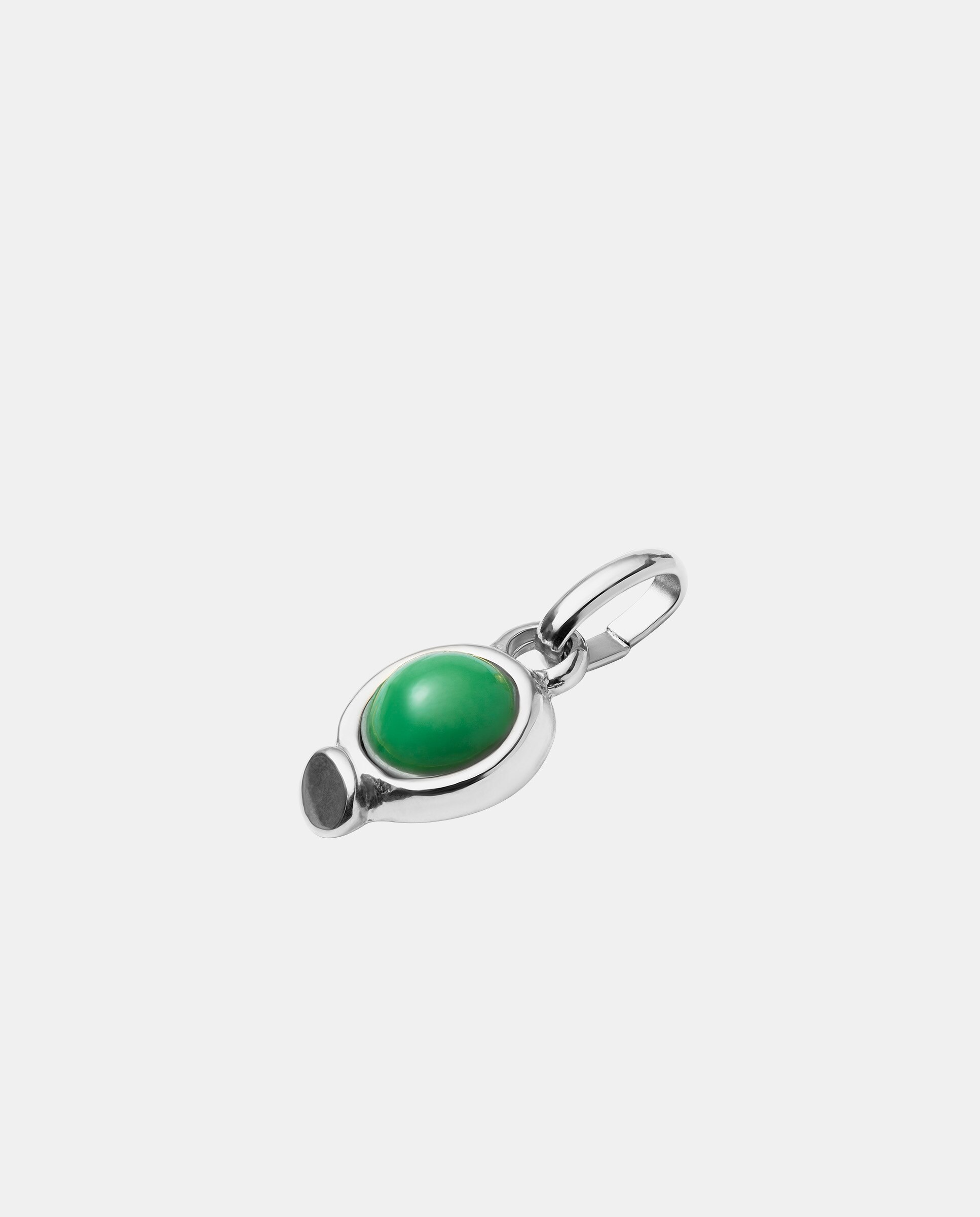Charm Banhado em Prata de Lei com Pedra Verde Prata-2