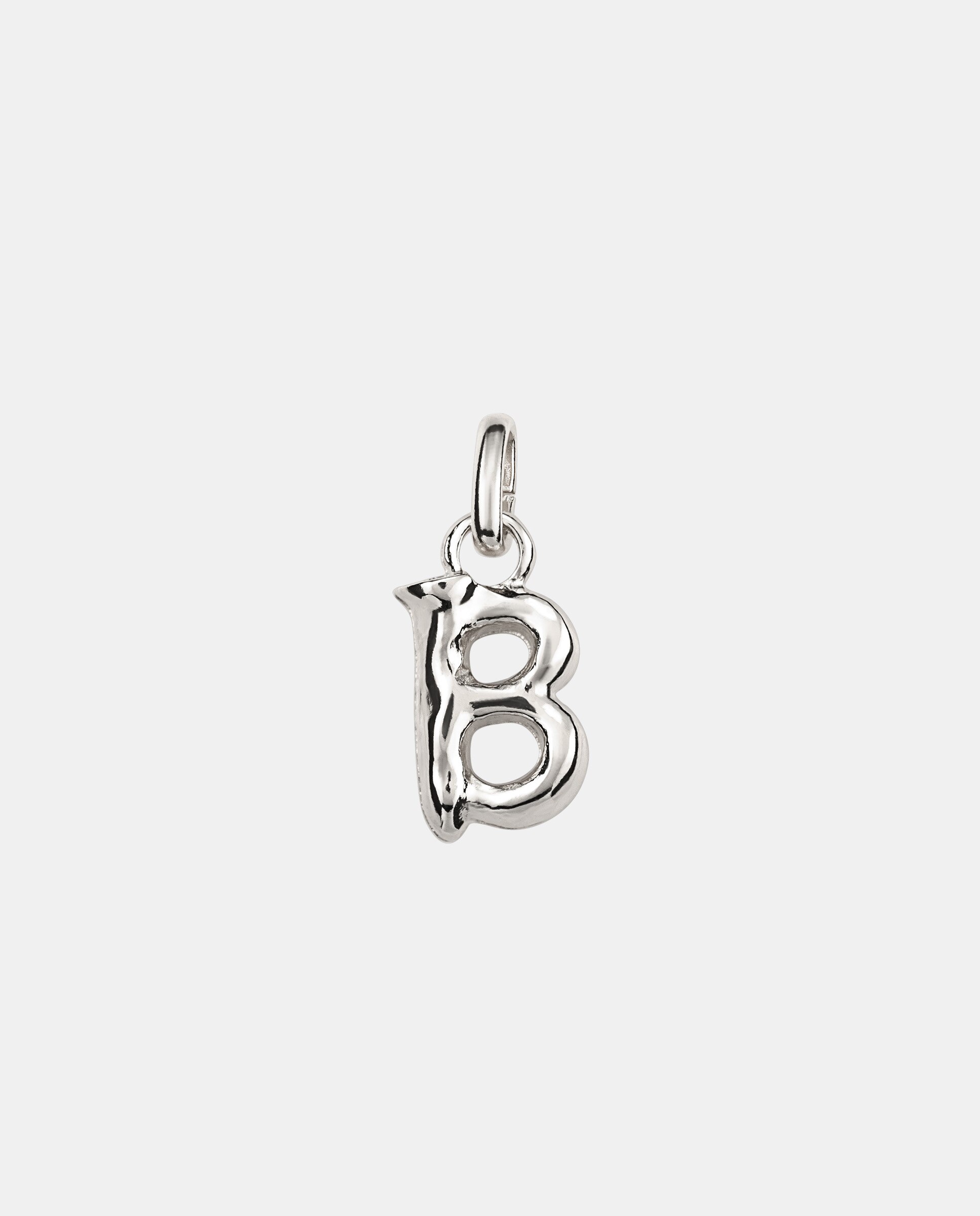 Charm Letra B Pequena Banhado em Prata de Lei Prata-2