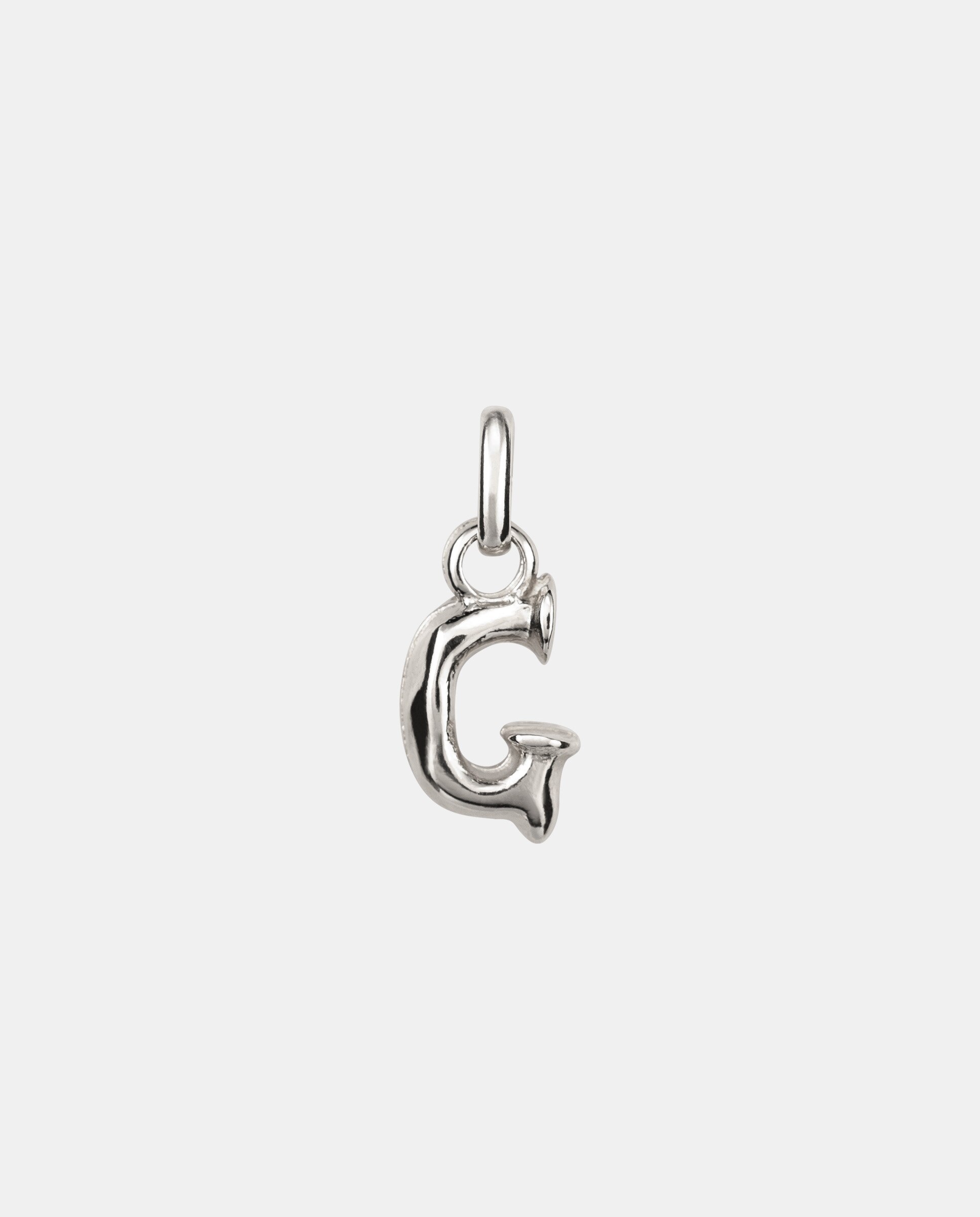 Charm Letra G Pequena Banhado em Prata de Lei Prata-1