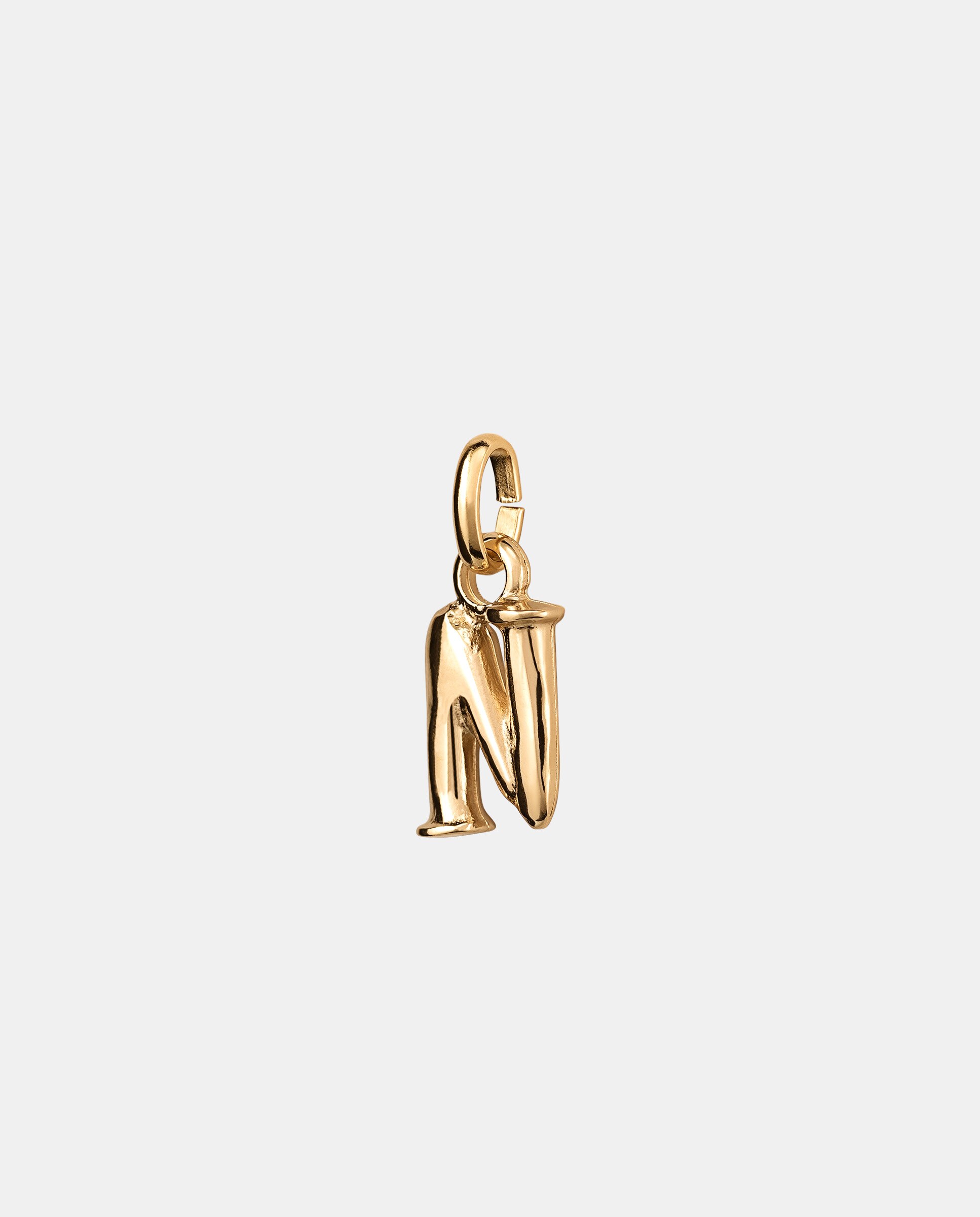 Charm Letra N Pequena Banhado a Ouro 18k Ouro-2