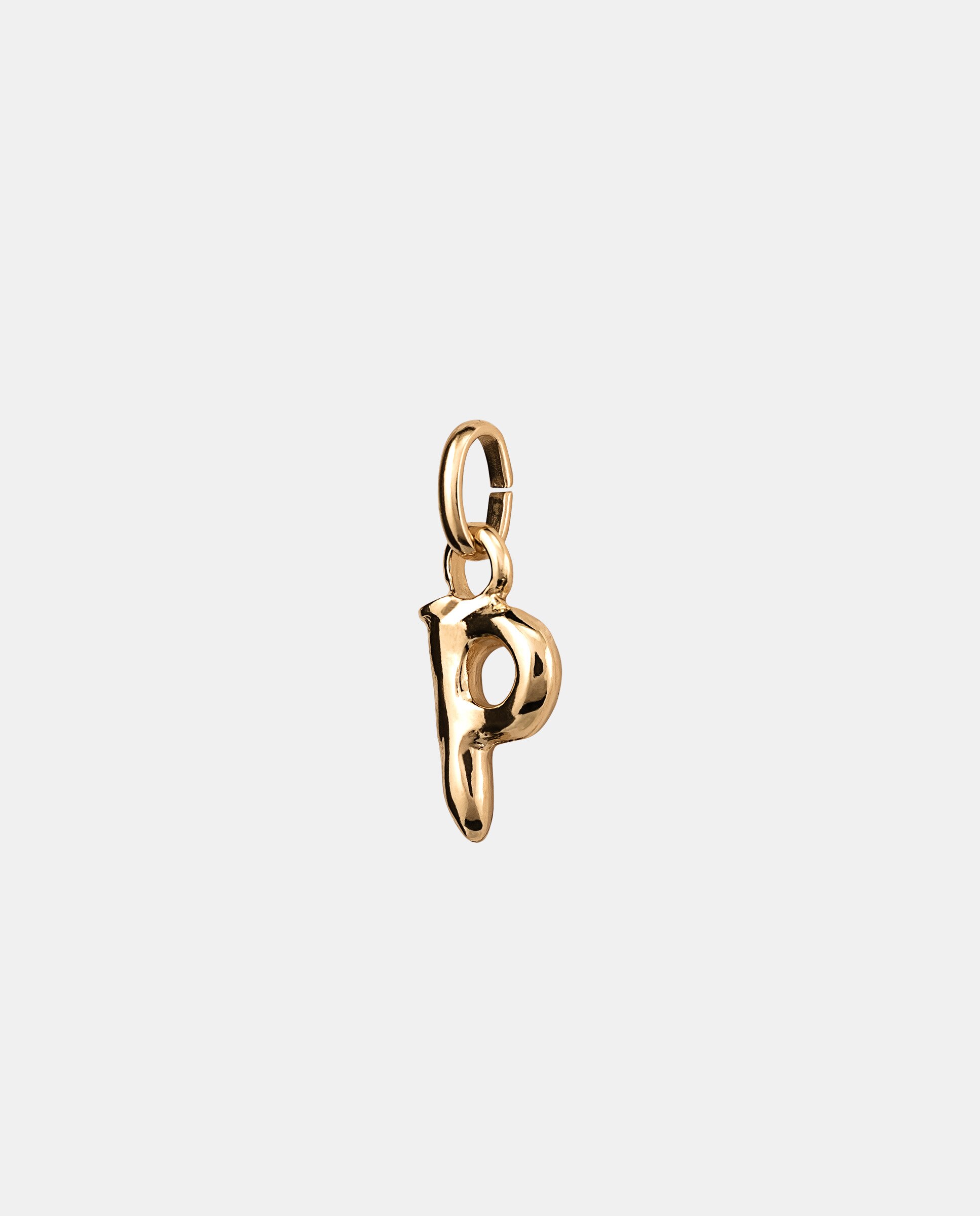 Charm Letra P Pequena Banhado a Ouro 18k Ouro-2