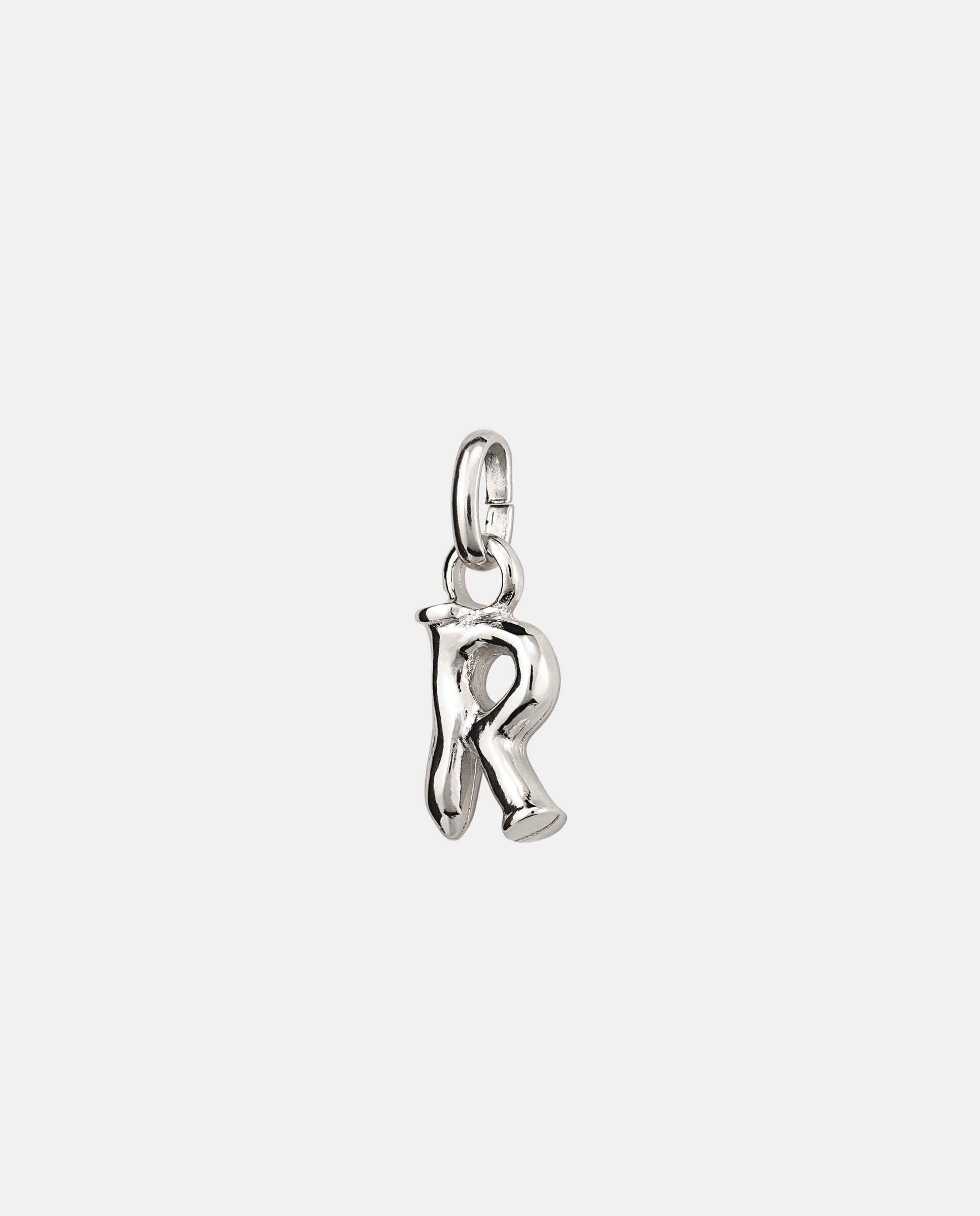 Charm Letra R Pequena Banhado em Prata de Lei Prata-2