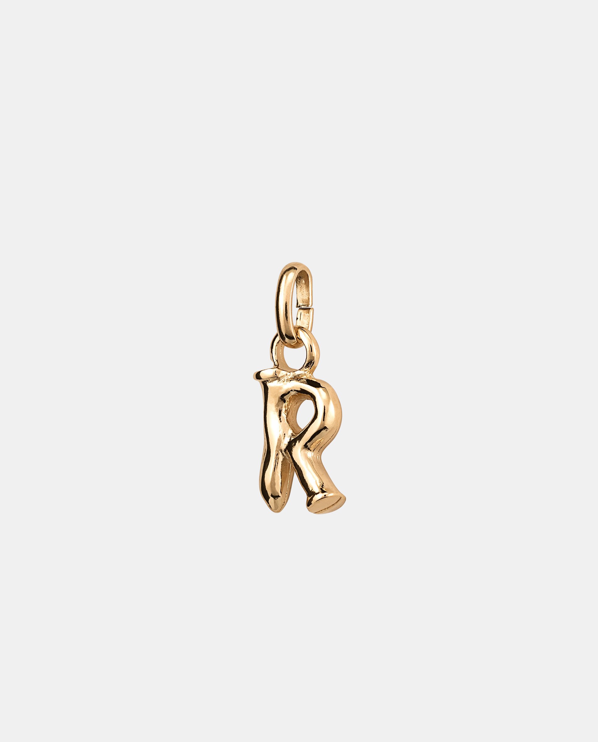 Charm Letra R Pequena Banhado a Ouro 18k Ouro-2