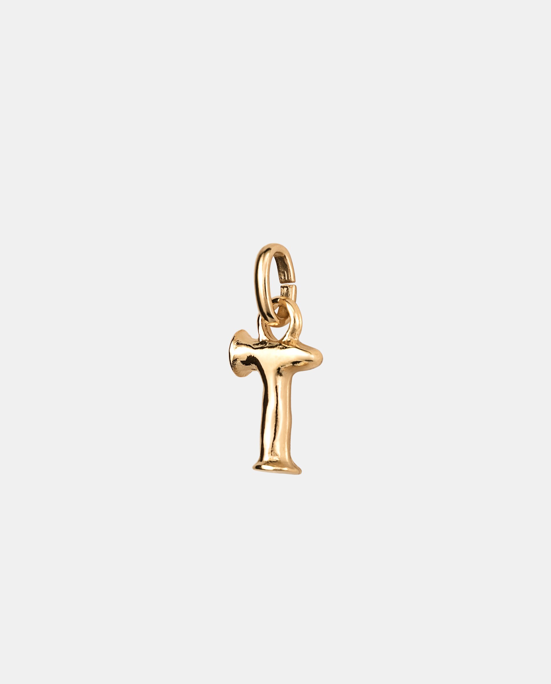 Charm Letra T Pequena Banhado a Ouro 18k Ouro-2