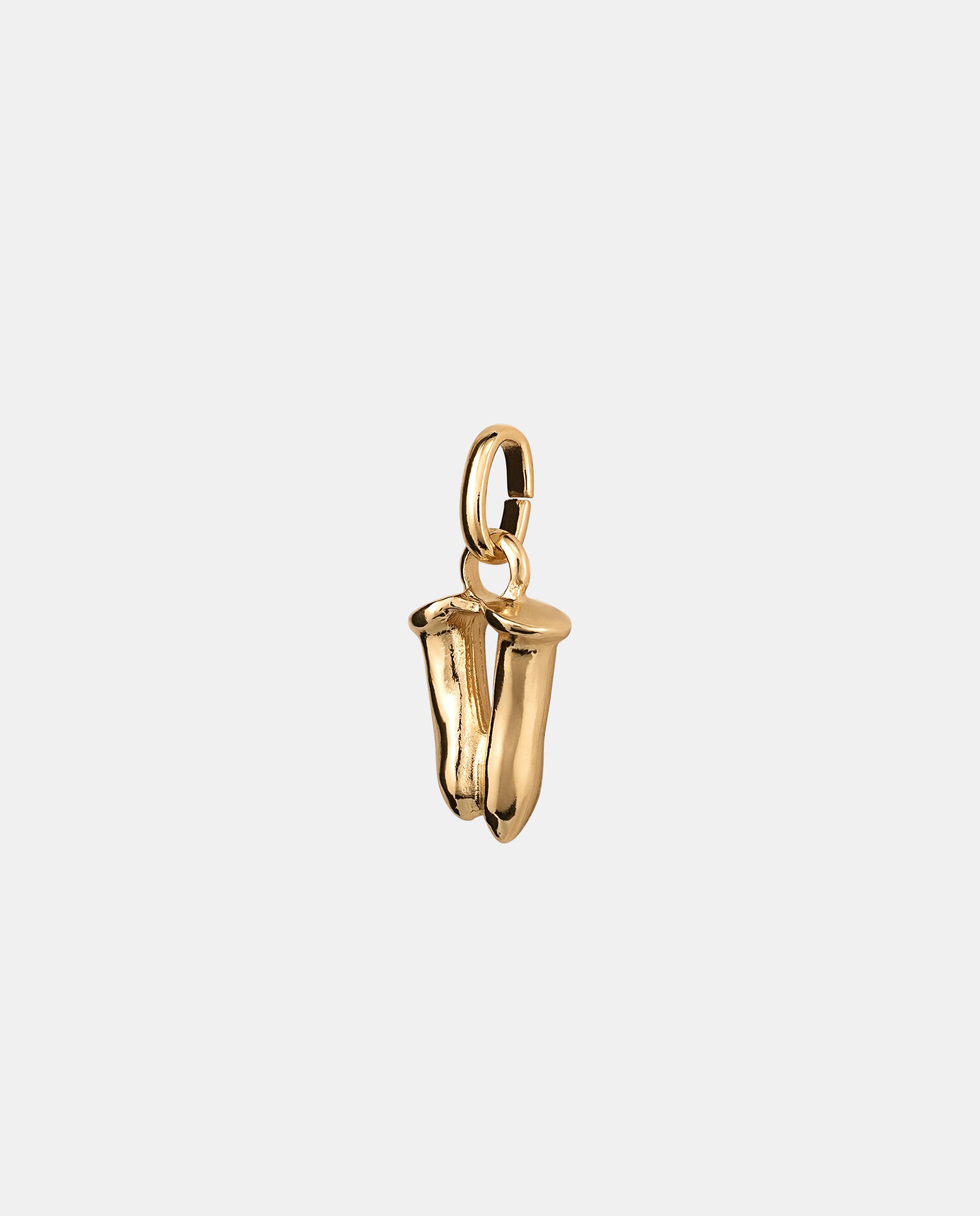 Charm Letra V Pequena Banhado em Ouro 18k Ouro-2