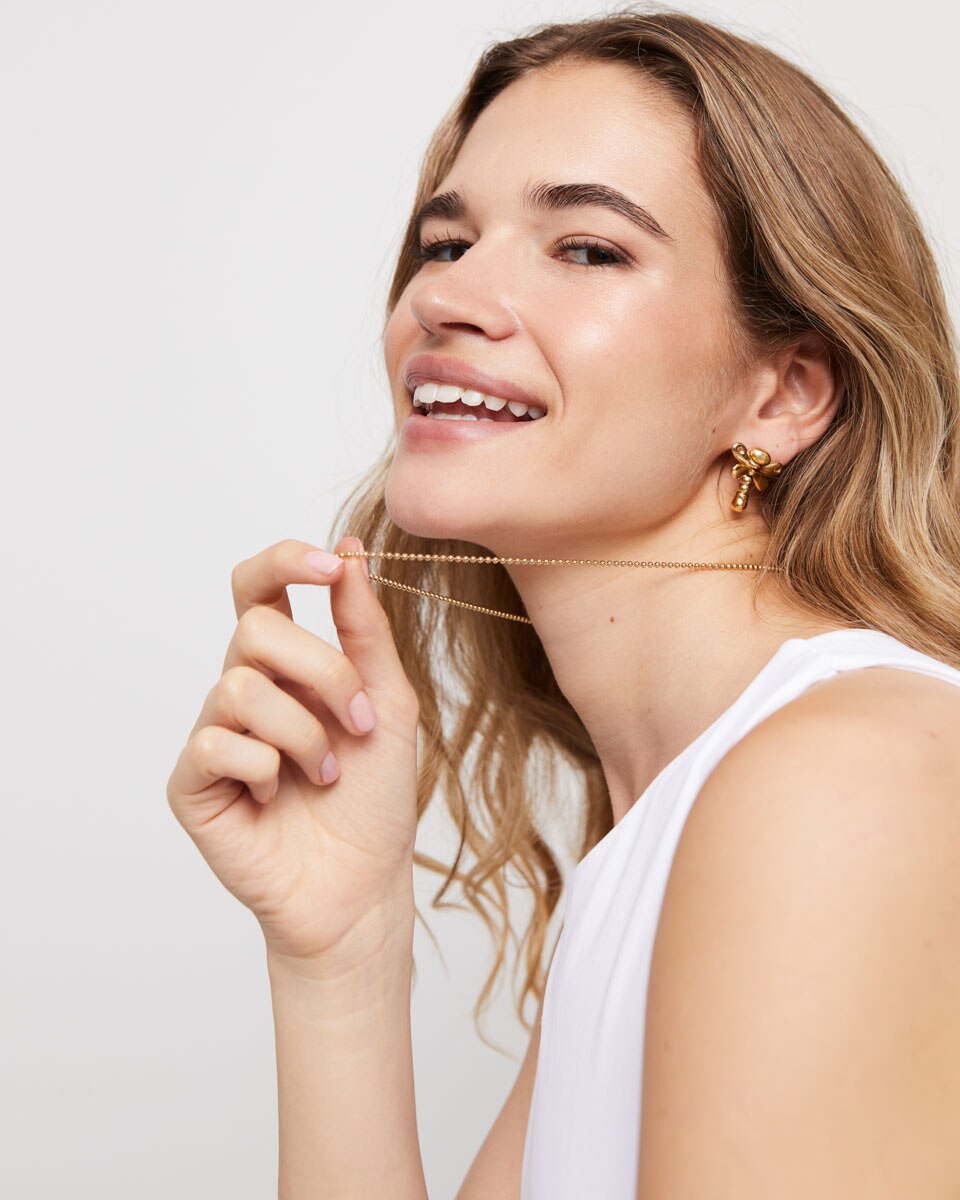 Corrente Curta com Bolas Banhada em Ouro 18k Ouro-6